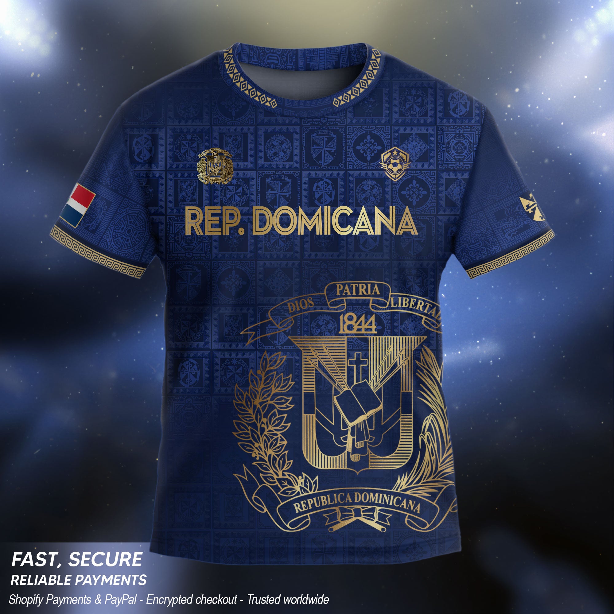 Dominican Republic Kids Soccer Jersey Navy Gold Heritage Edition