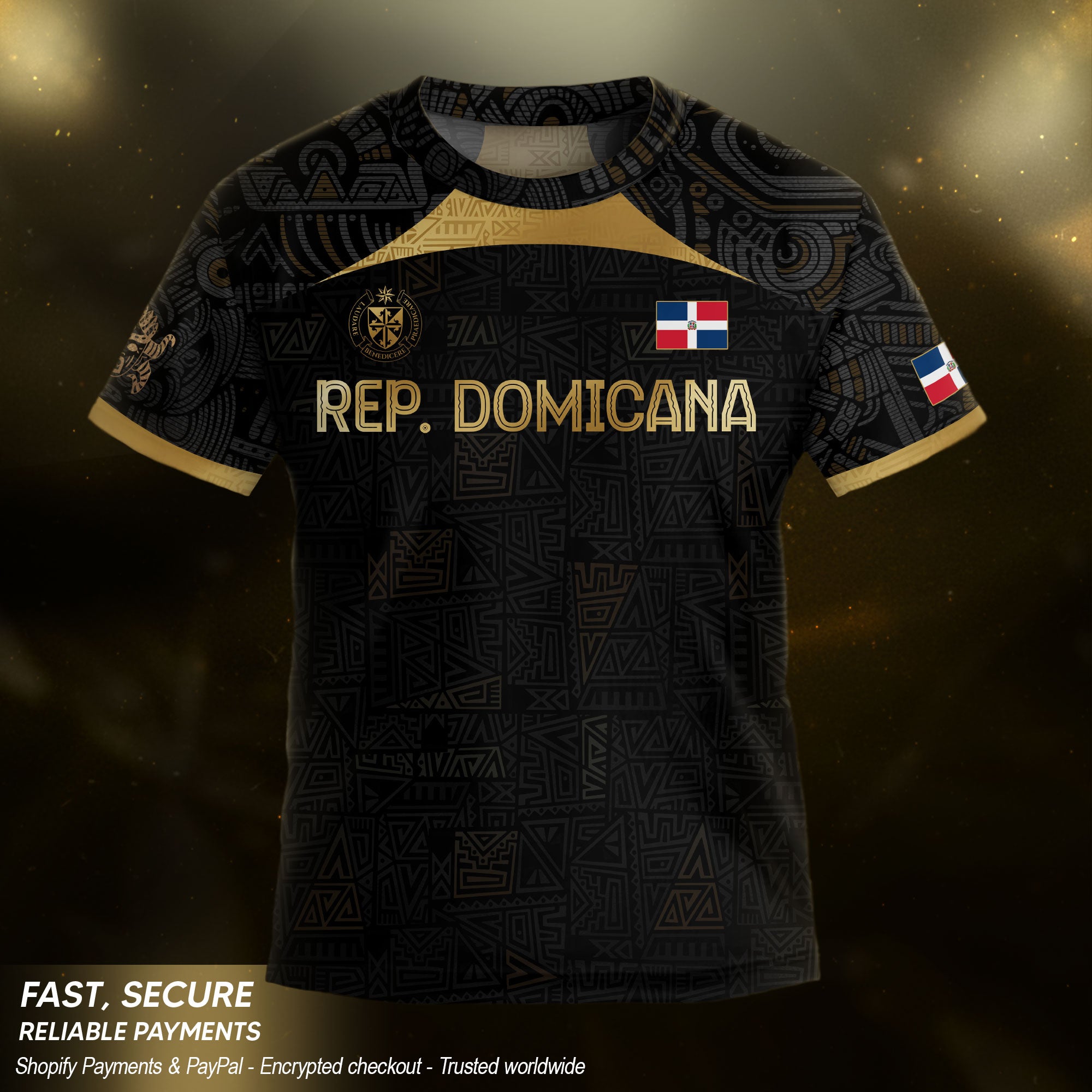 Dominican Republic Kids Soccer Jersey Black Gold Cultural Pride Edition