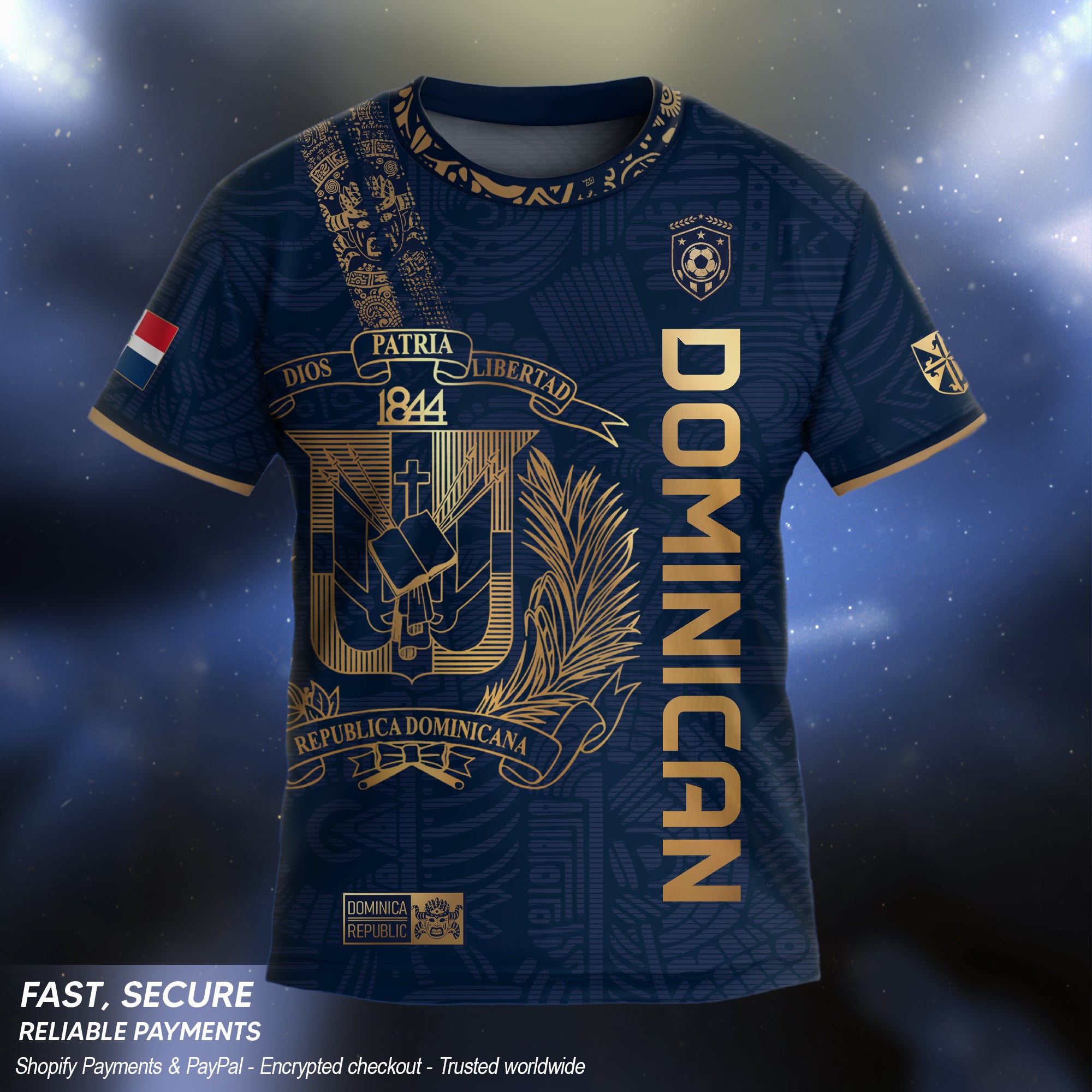 Dominican Republic Kids Soccer Jersey Navy Gold Cultural Pride