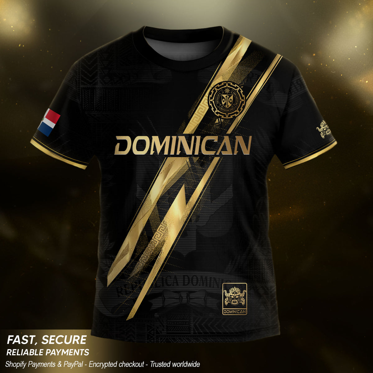 Dominican Cultural Youth Soccer Jersey Black Heritage Style