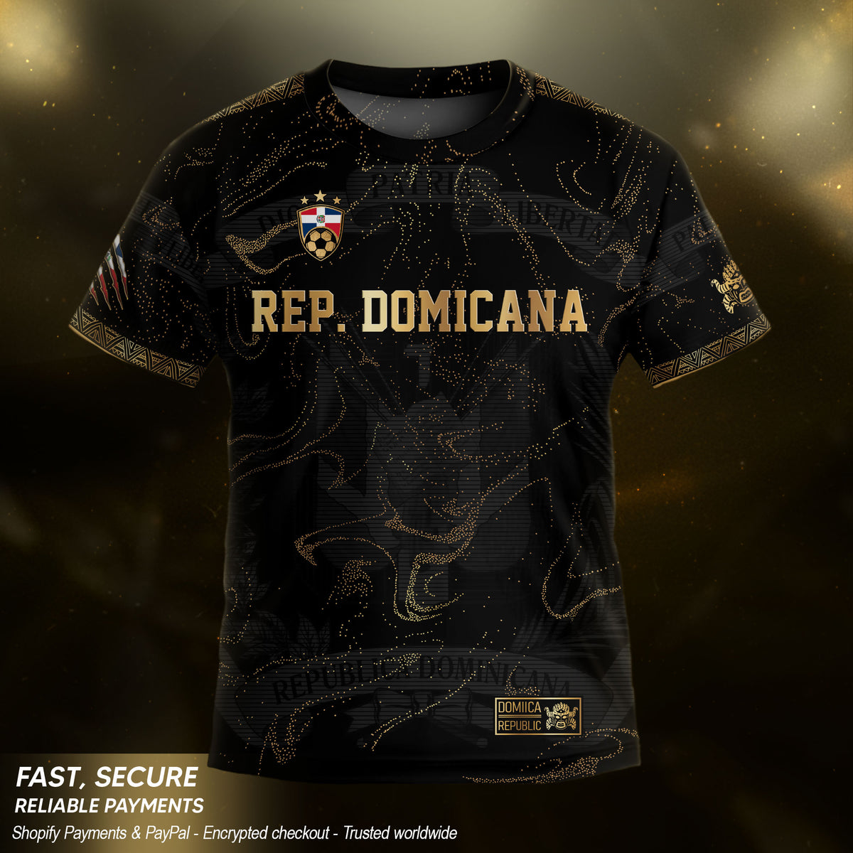 Dominican Heritage Kids Soccer Jersey Black Silver Edition