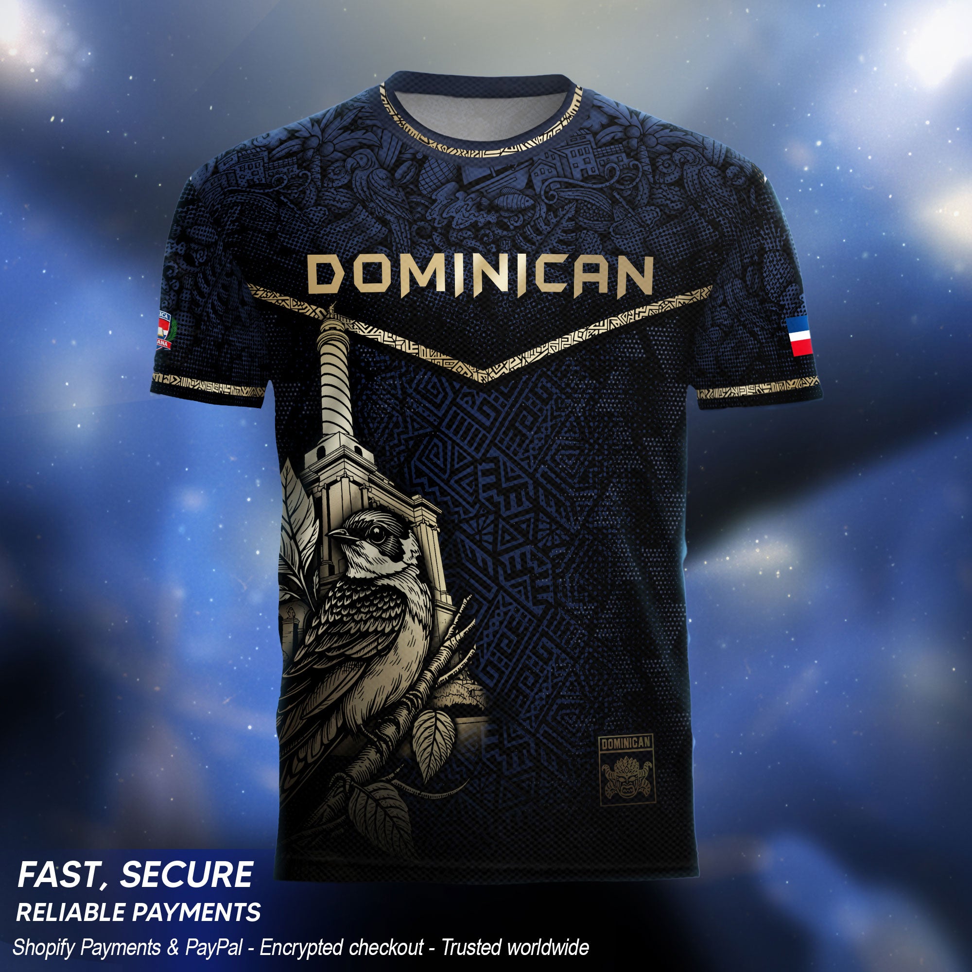 Dominican Cultural Legacy Soccer Jersey Black Navy, Identity & Pride Edition