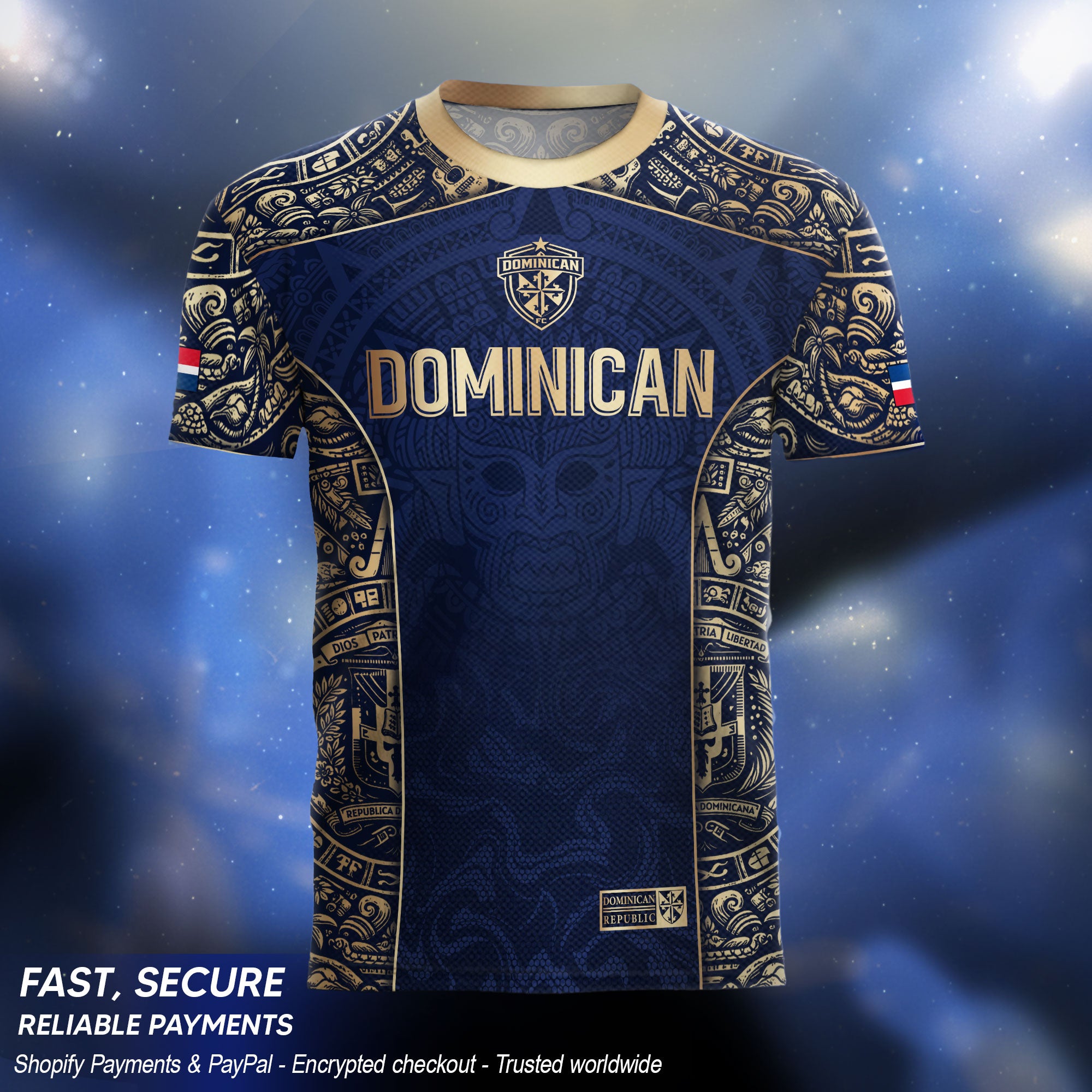 Dominican Republic Independence Navy Gold Mask Heritage Soccer Jersey