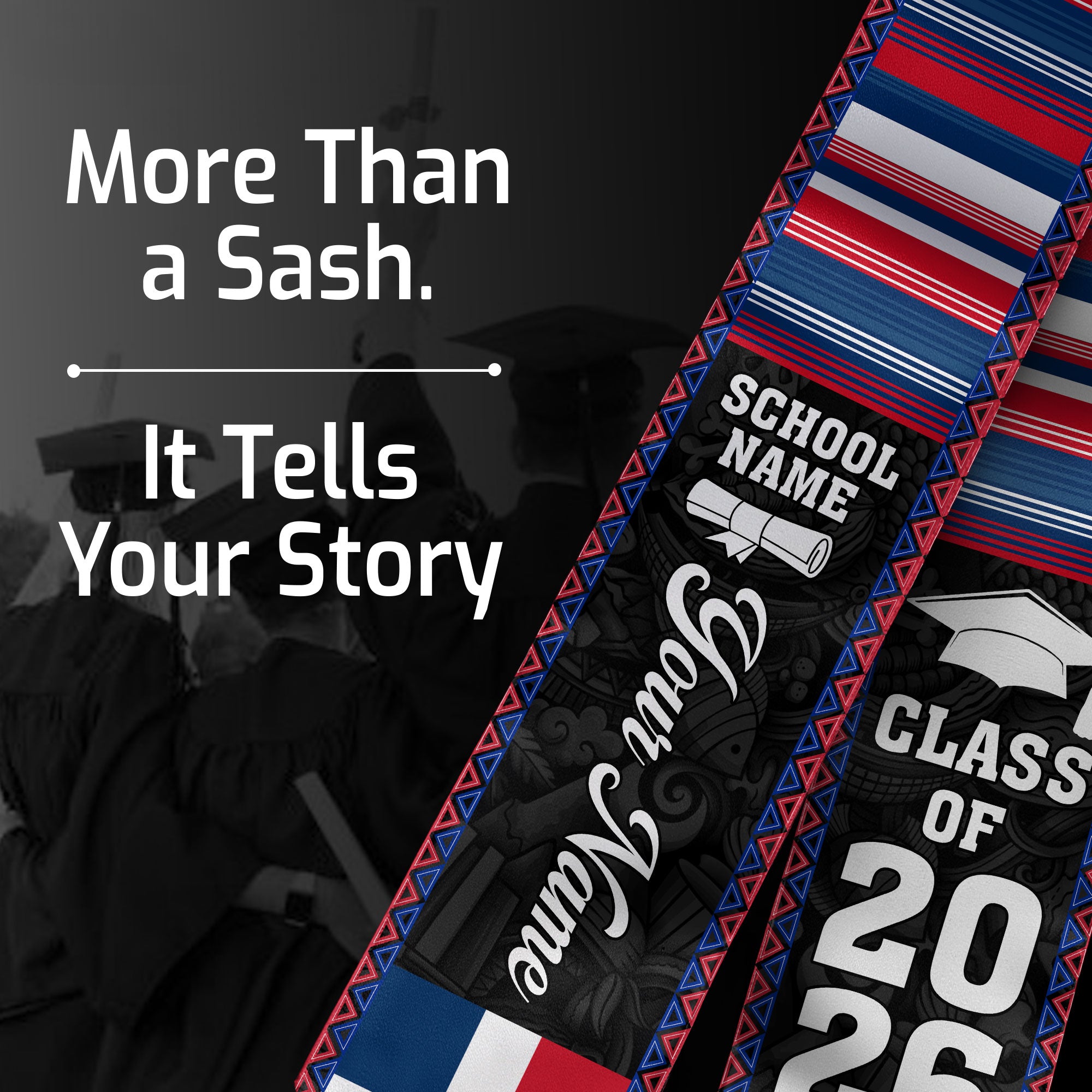 Custom Dominican Graduation Sash Dominicana Stole for Graduate, Class of 2026 Grad Celebration