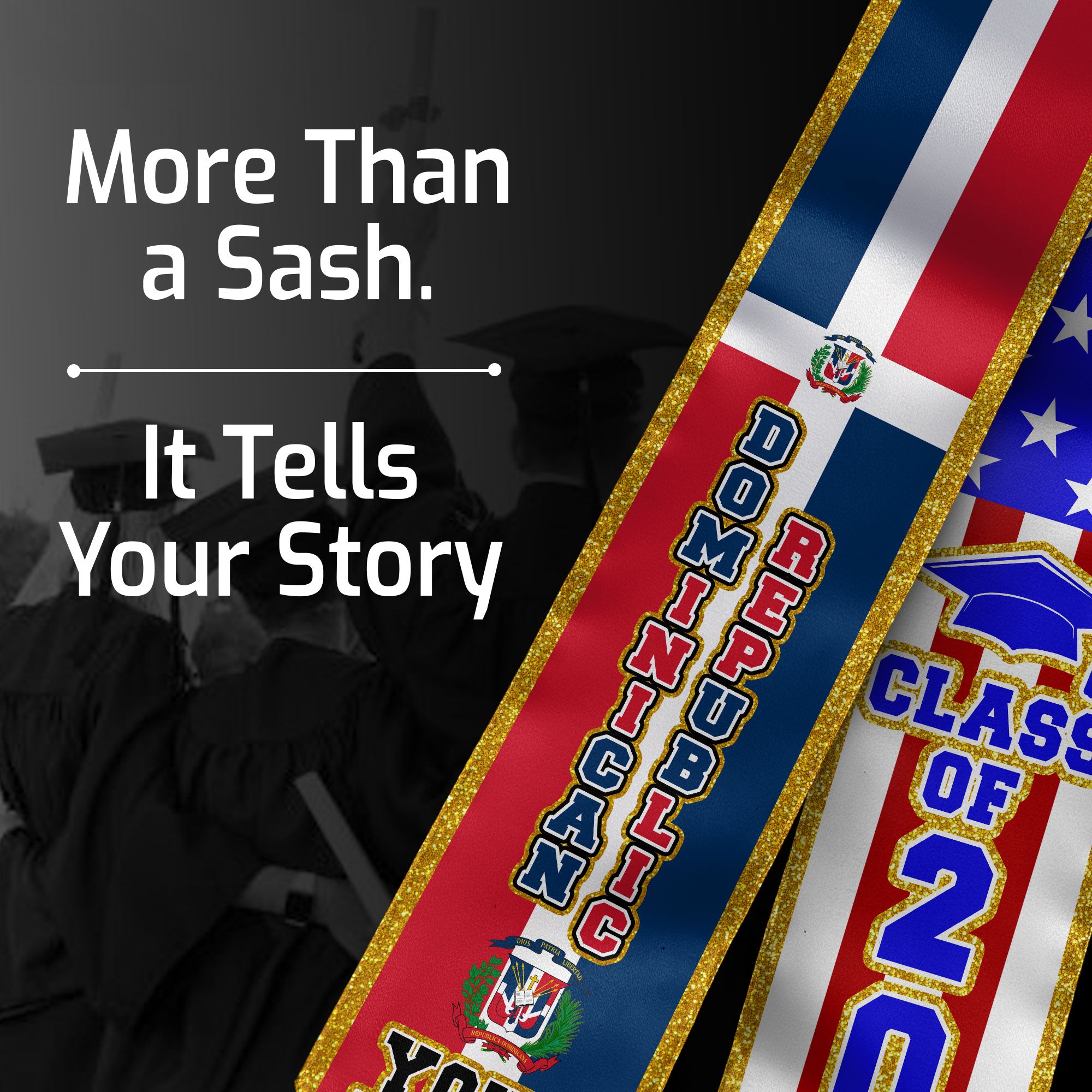 Personalized Dominican Graduation Stole Dominicana Sash for Grad, Class of 2026 Graduation