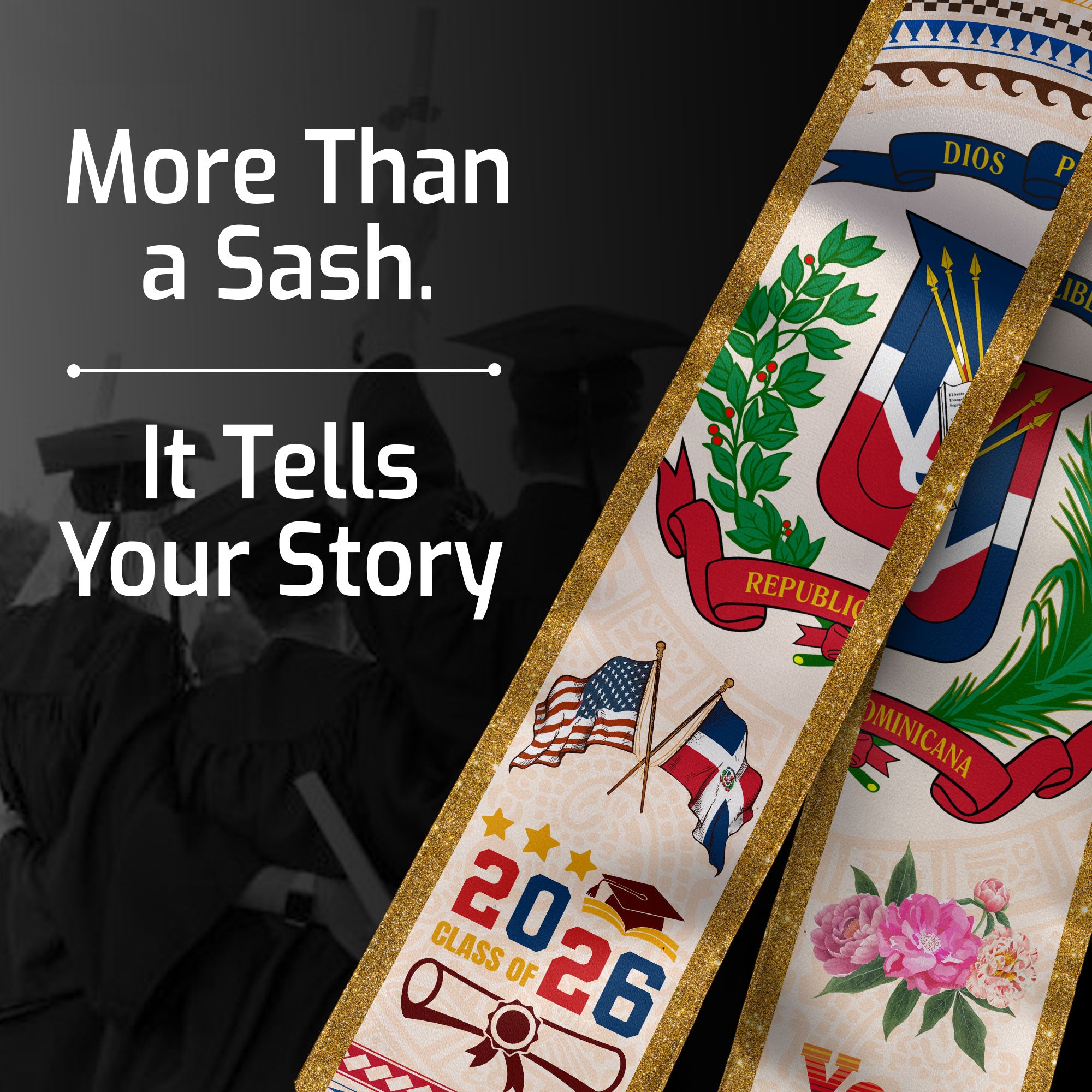 Personalized Dominican Graduation Sash Dominicana Stole, Class of 2026 Grad Gift