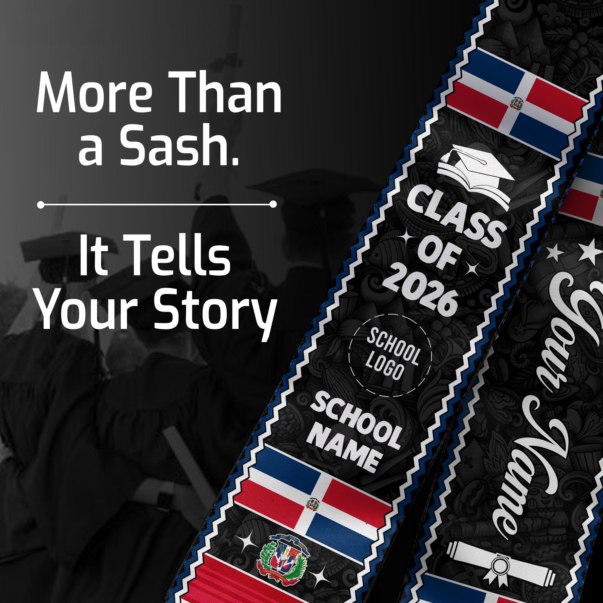 Custom Dominican Graduation Stole, DR Grad Sash Gift, Class of 2026 Senior Graduate