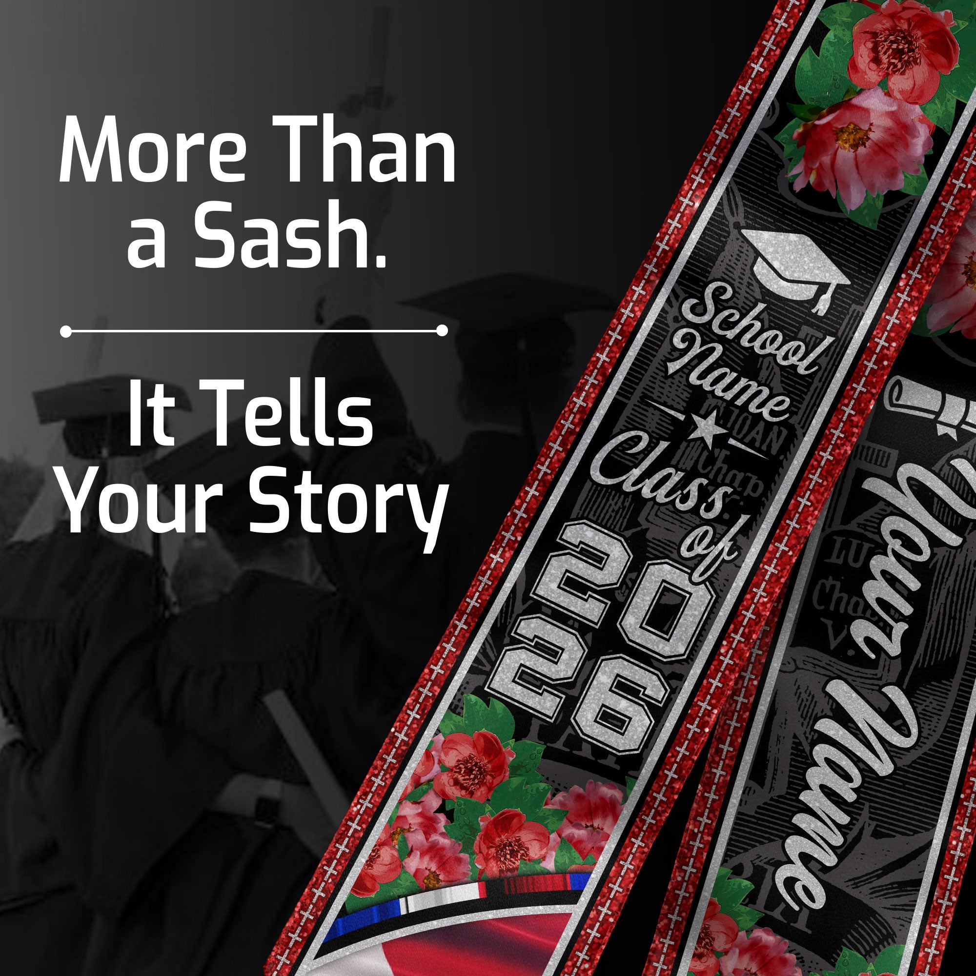 Personalized Dominican American Graduation Floral Stole Grad Sash, Class of 2026 Senior Gift