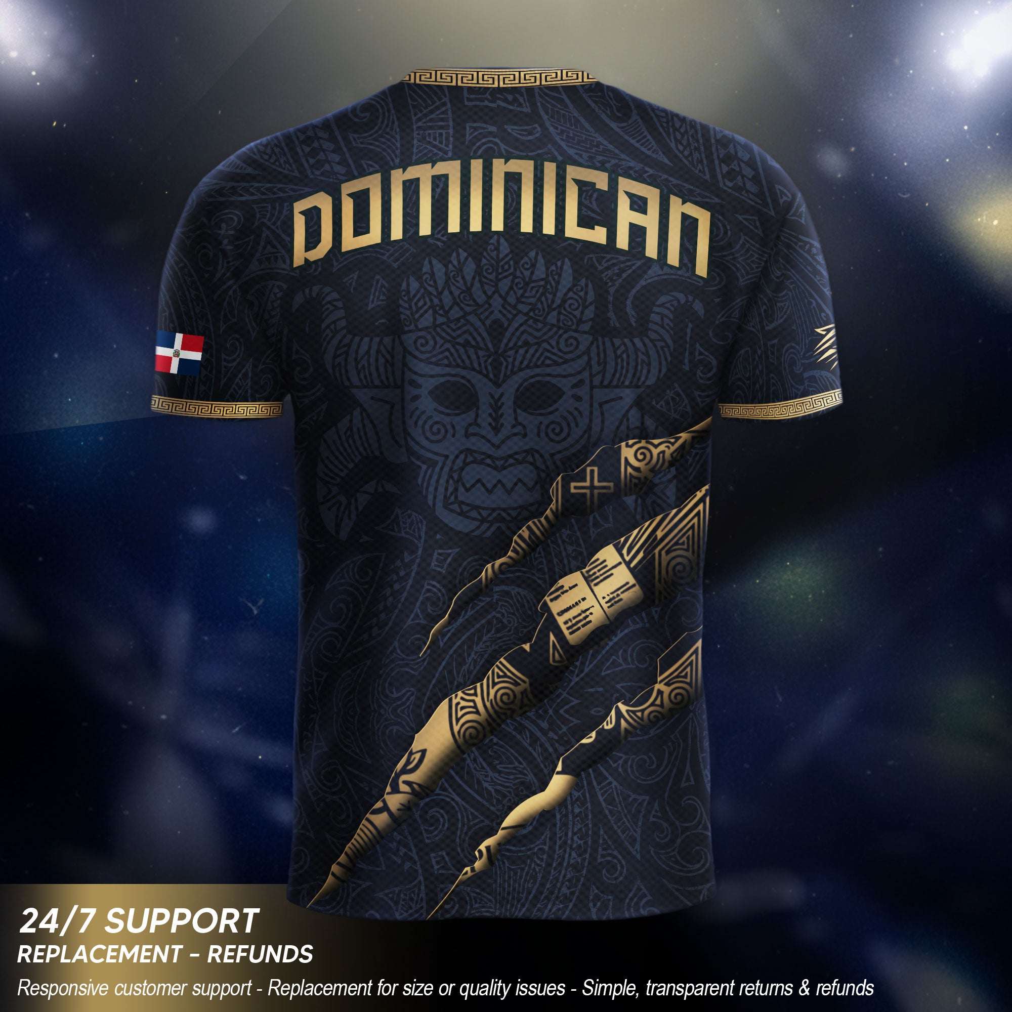 Dominican Republic Heritage Navy Gold Vintage Athletic Palmchat Bird Soccer Jersey
