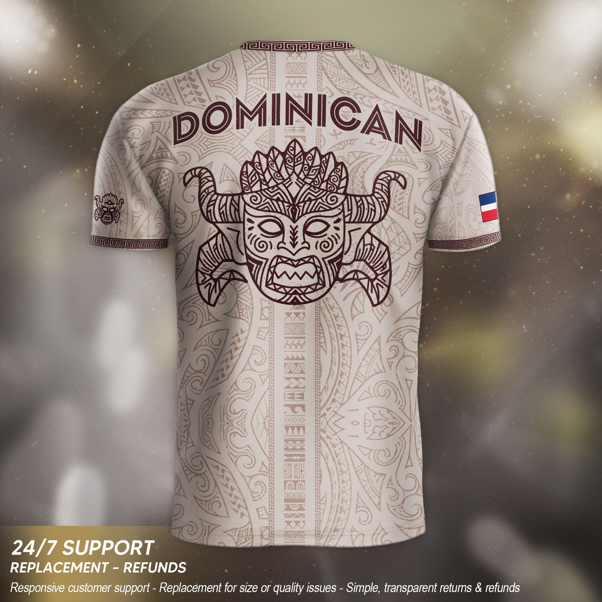 Dominican Republic Heritage Beige Burgundy Vintage Athletic Palmchat Soccer Jersey