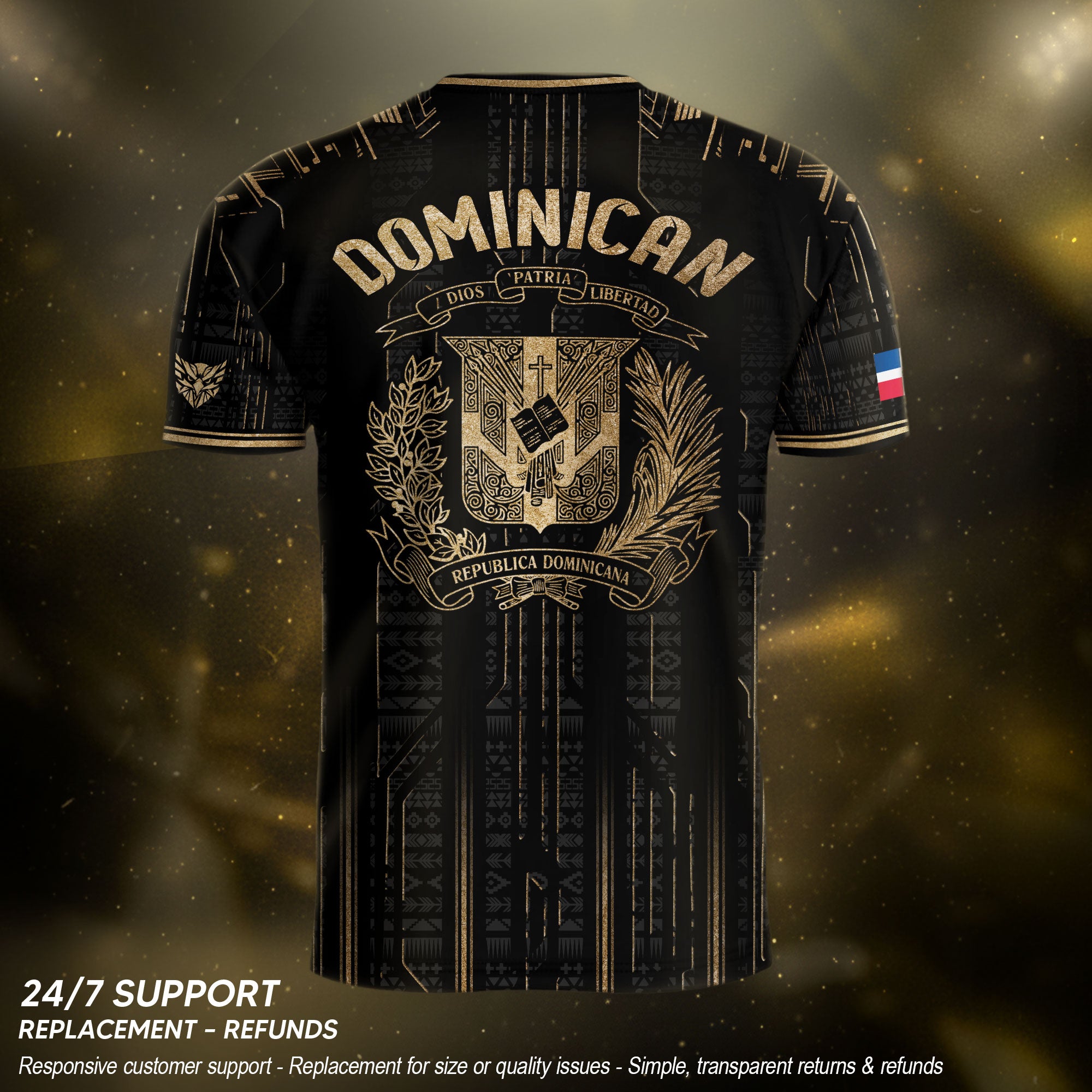 Dominican Republic Heritage Black Gold Vintage Athletic Winged Soccer Jersey