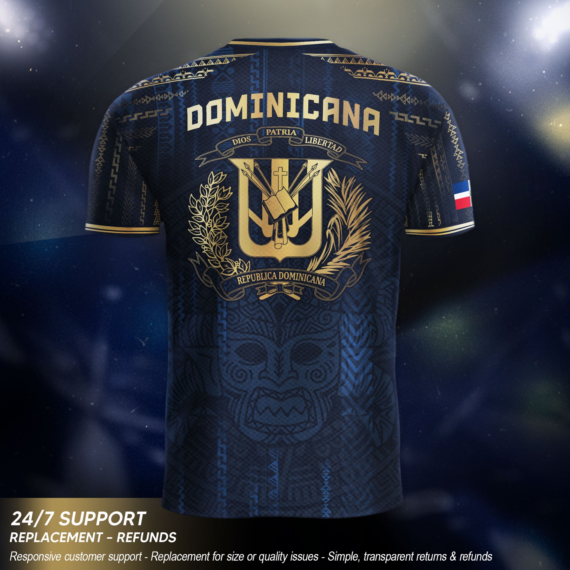 Dominican Heritage Pride Soccer Jersey Navy Gold, National Culture Collection