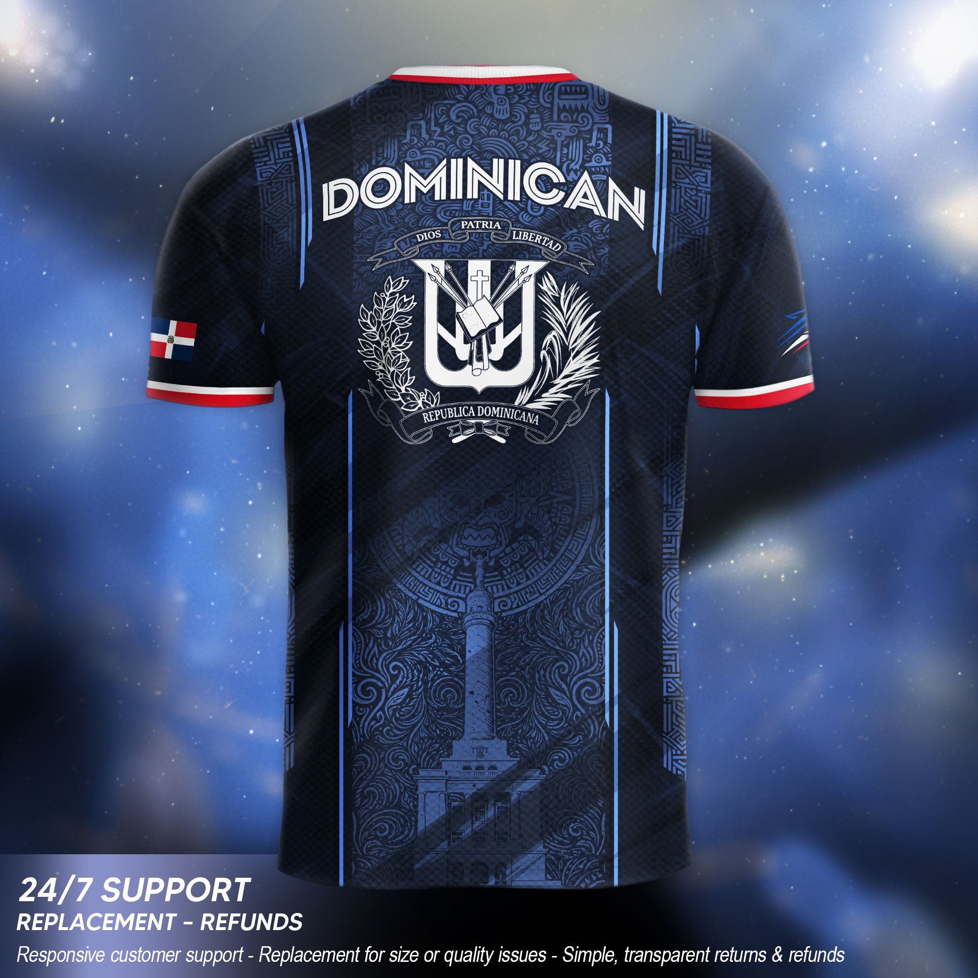 Dominican Republic Heritage Navy Blue Red National Pride Athletic Soccer Jersey
