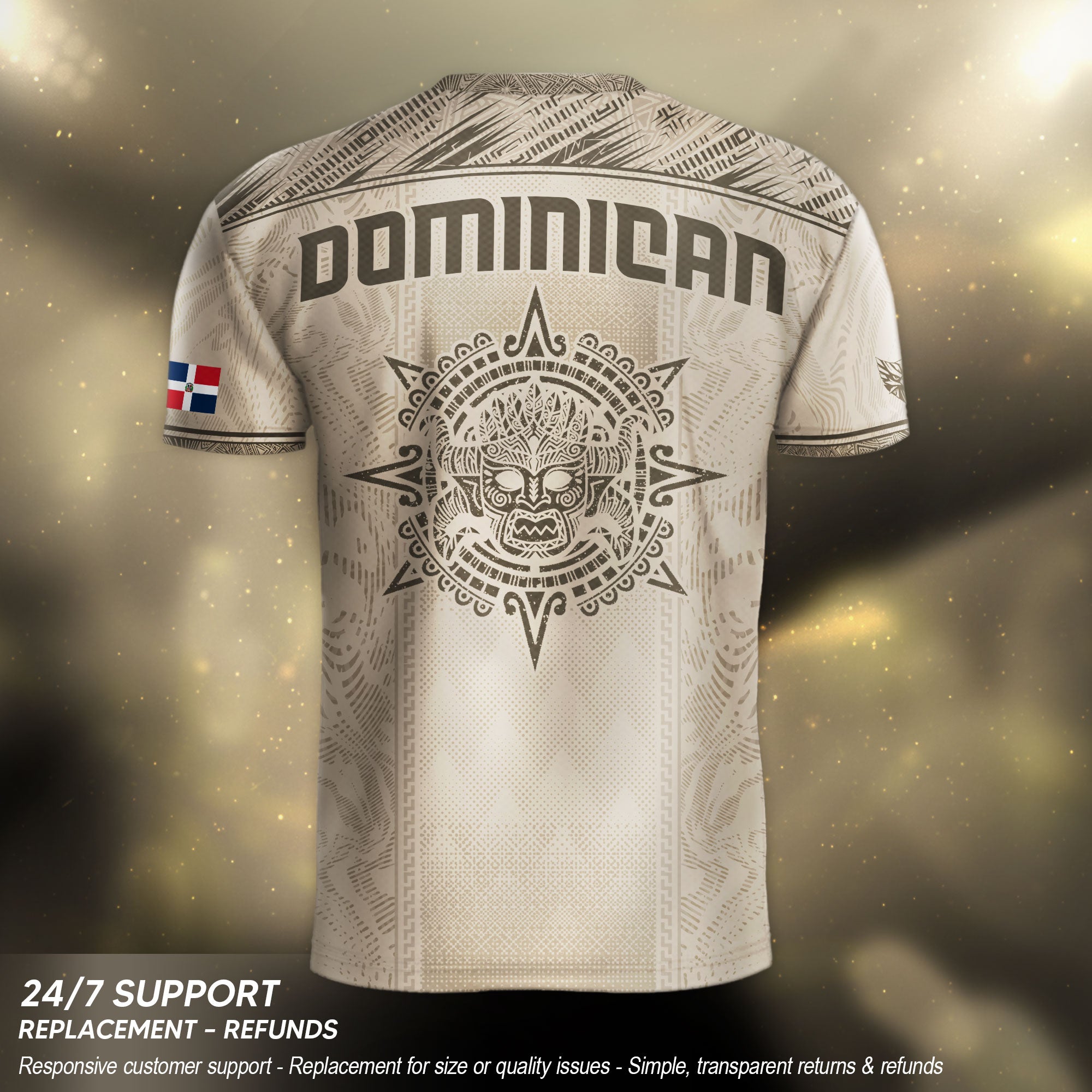 Dominican Republic Heritage Beige Olive Vintage Athletic Taino Art Soccer Jersey