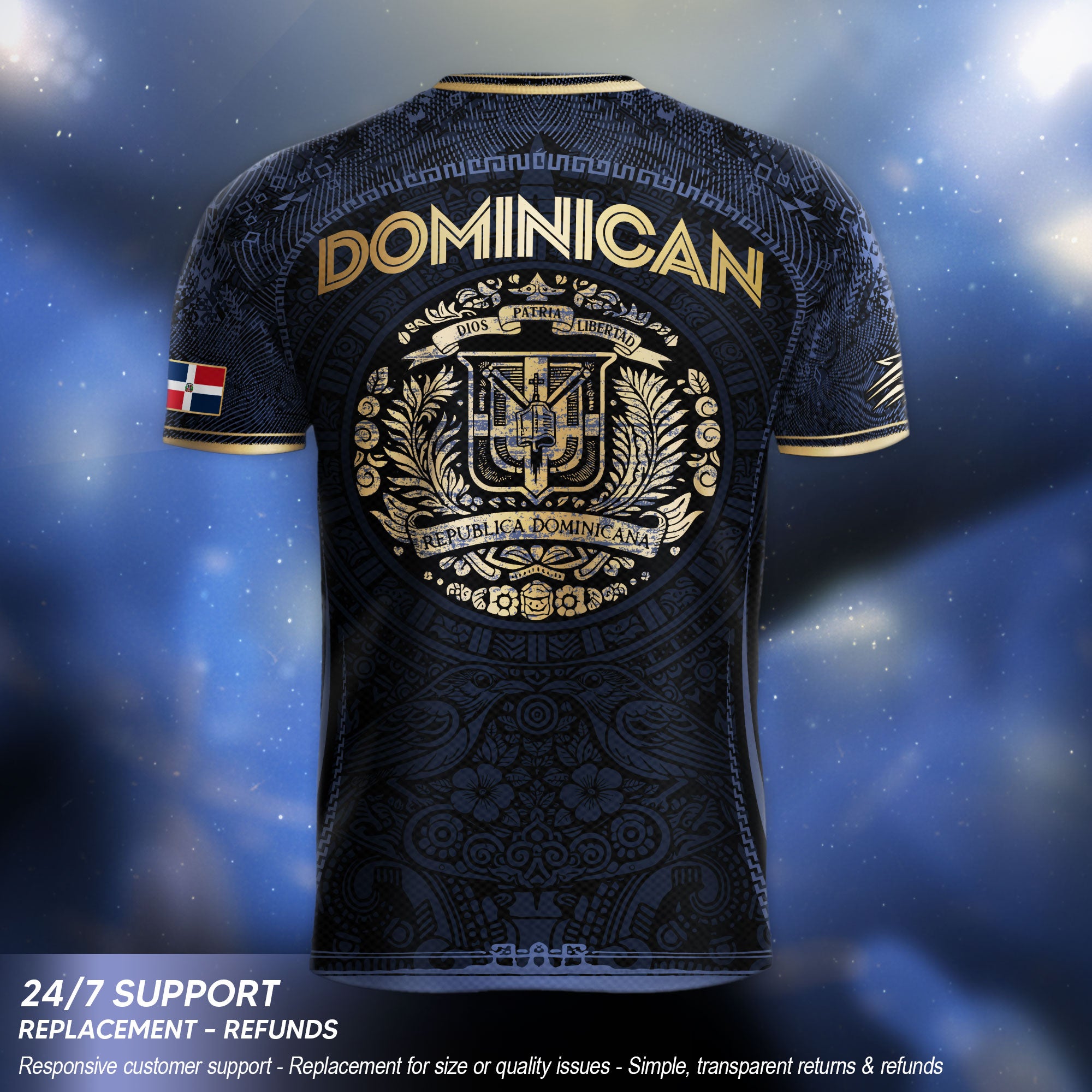 Dominican Republic Heritage Navy Gold Geometric National Soccer Jersey