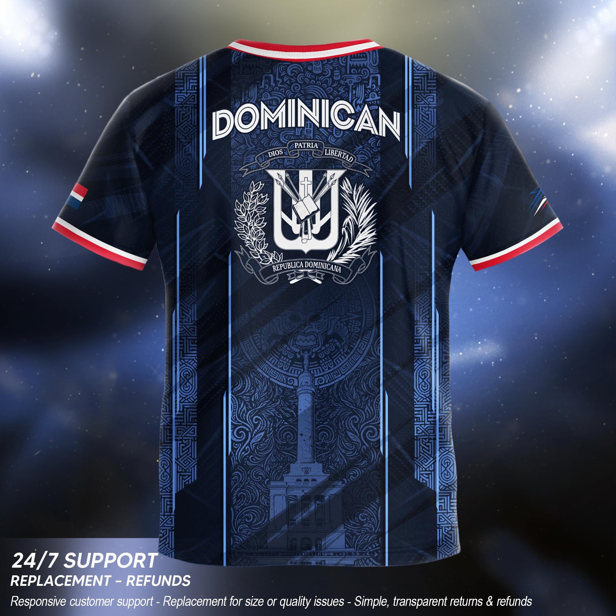 Dominican Heritage Soccer Jersey Navy for Kids Youth, Cultural Identity & National Pride
