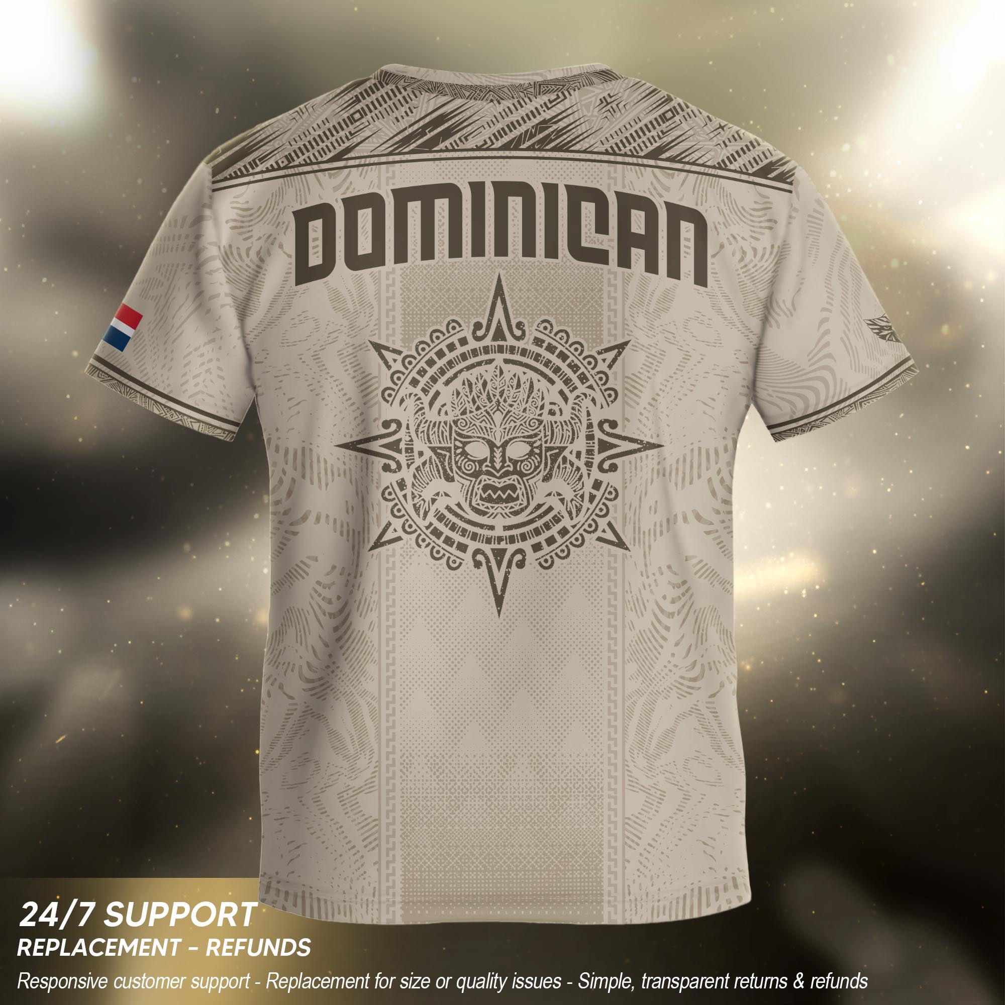 Dominican Cultural Pride Soccer Jersey Beige for Kids Youth, Heritage-Inspired Apparel