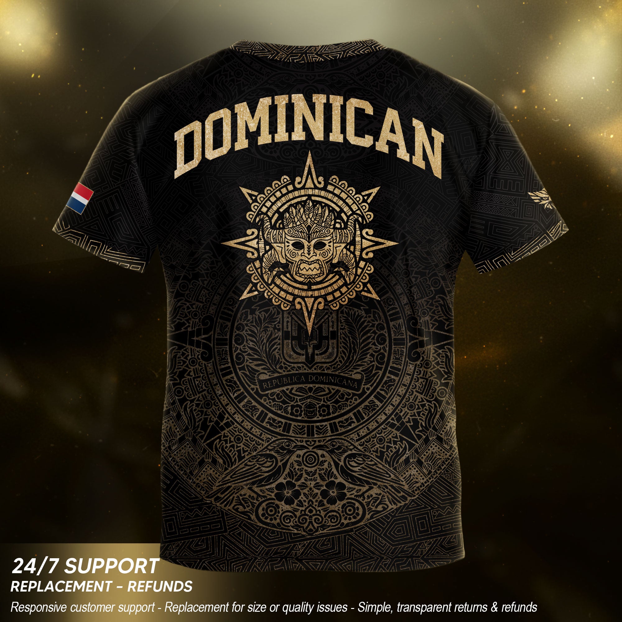 Dominican Identity Soccer Jersey Black Gold for Kids Youth, Heritage & Pride Collection