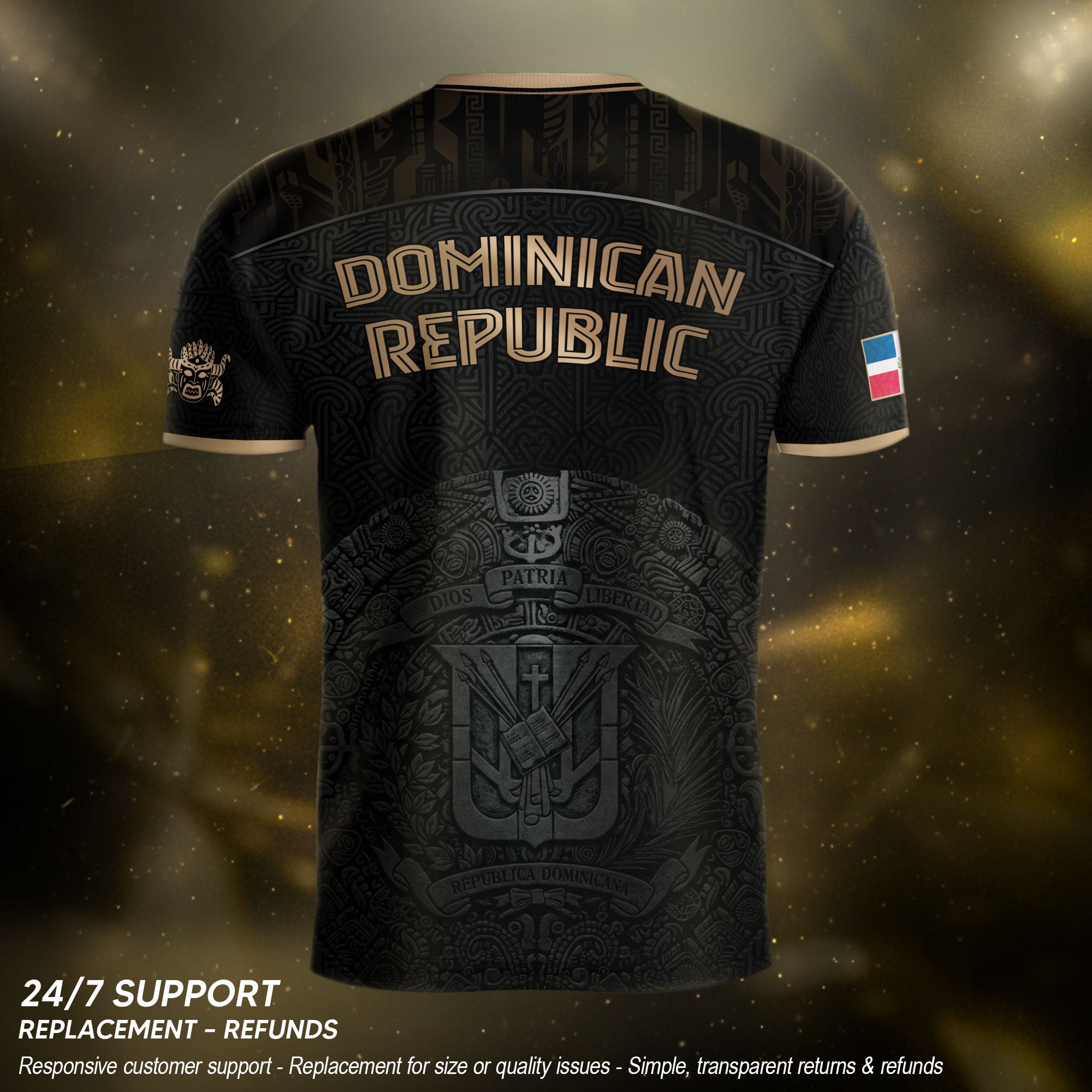 Dominican Republic Heritage Black Gold Athletic National Team Soccer Jersey