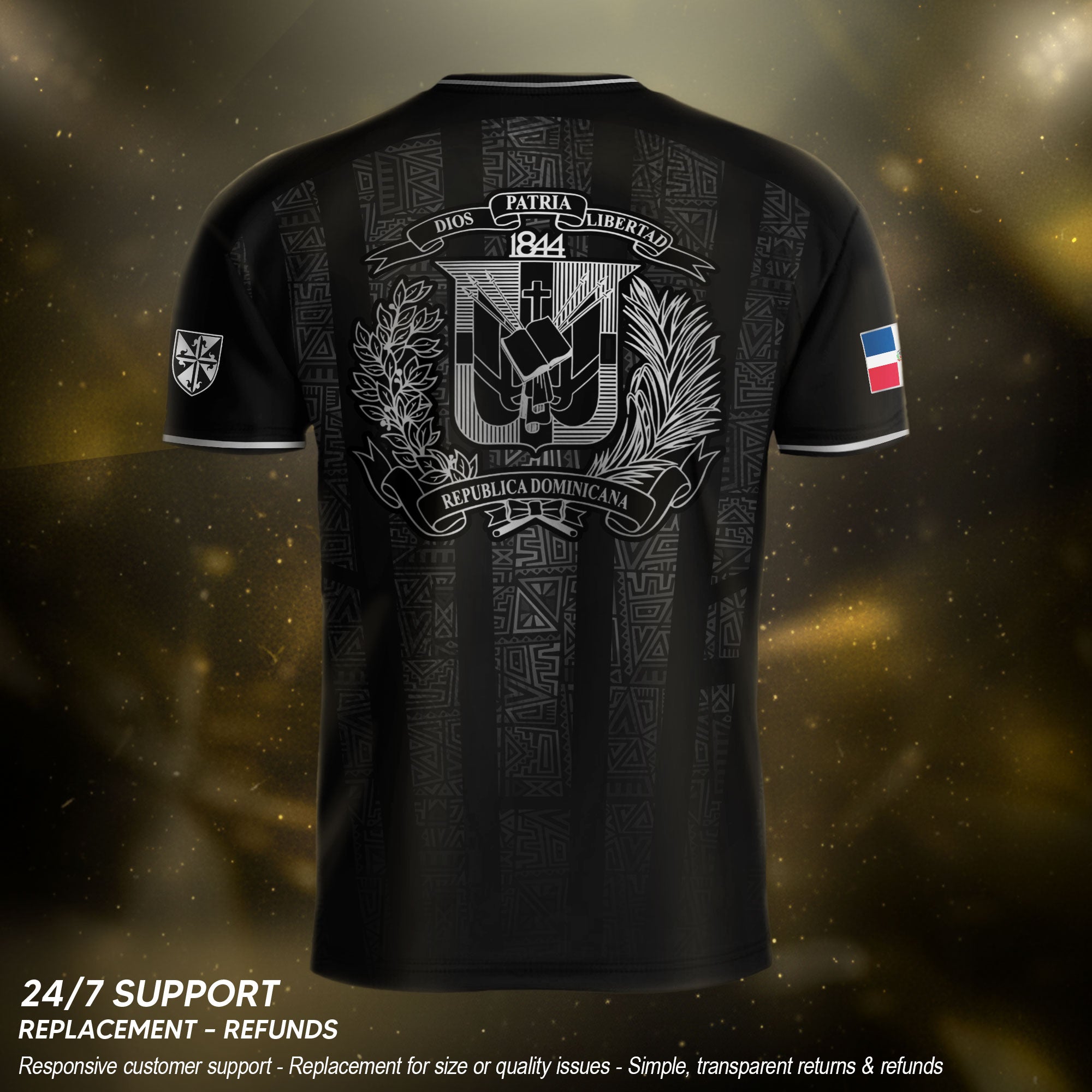 Dominican Republic Heritage Black Silver Athletic Independence Soccer Jersey