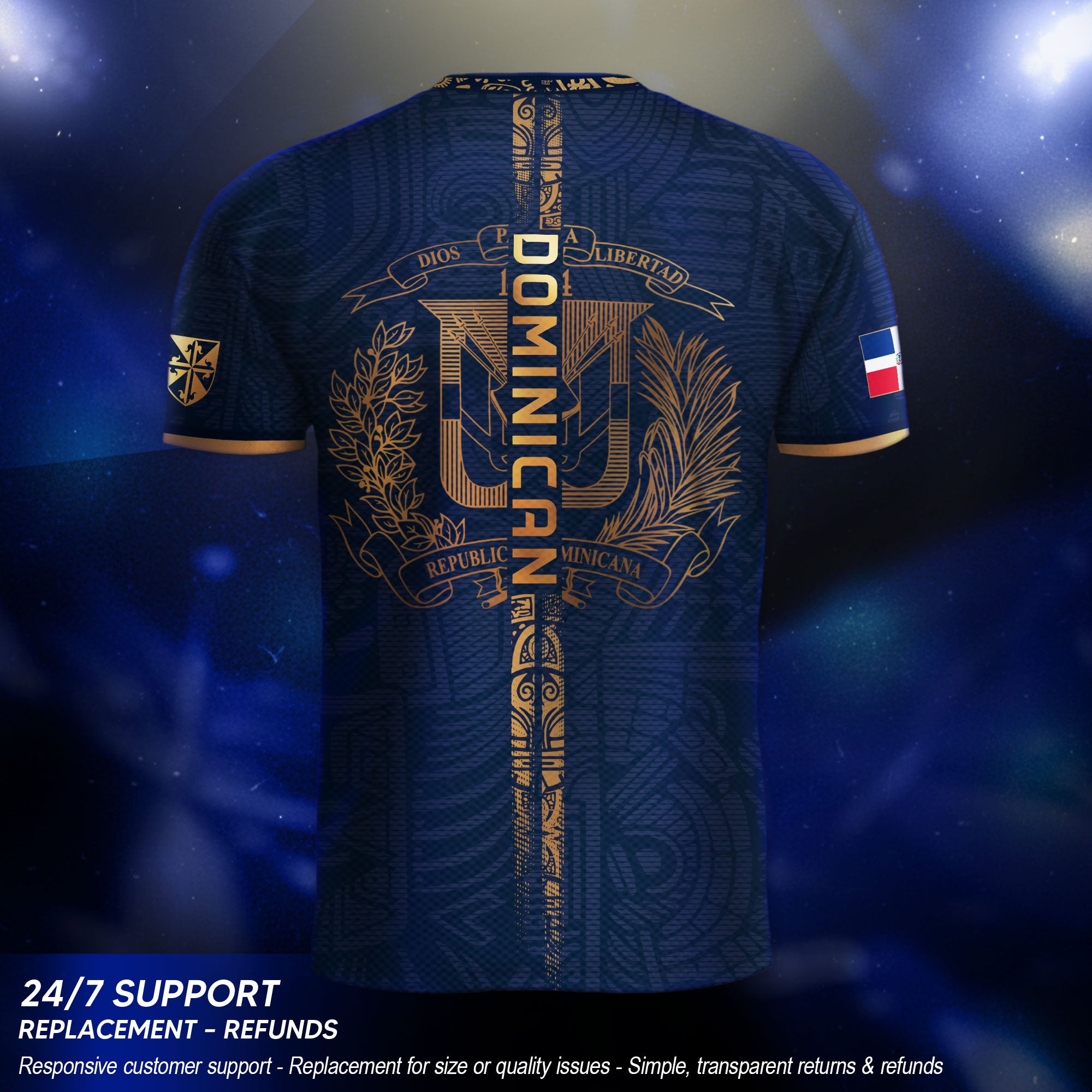 Dominican Republic Navy Gold Vintage National Heritage Shirt Soccer Jersey