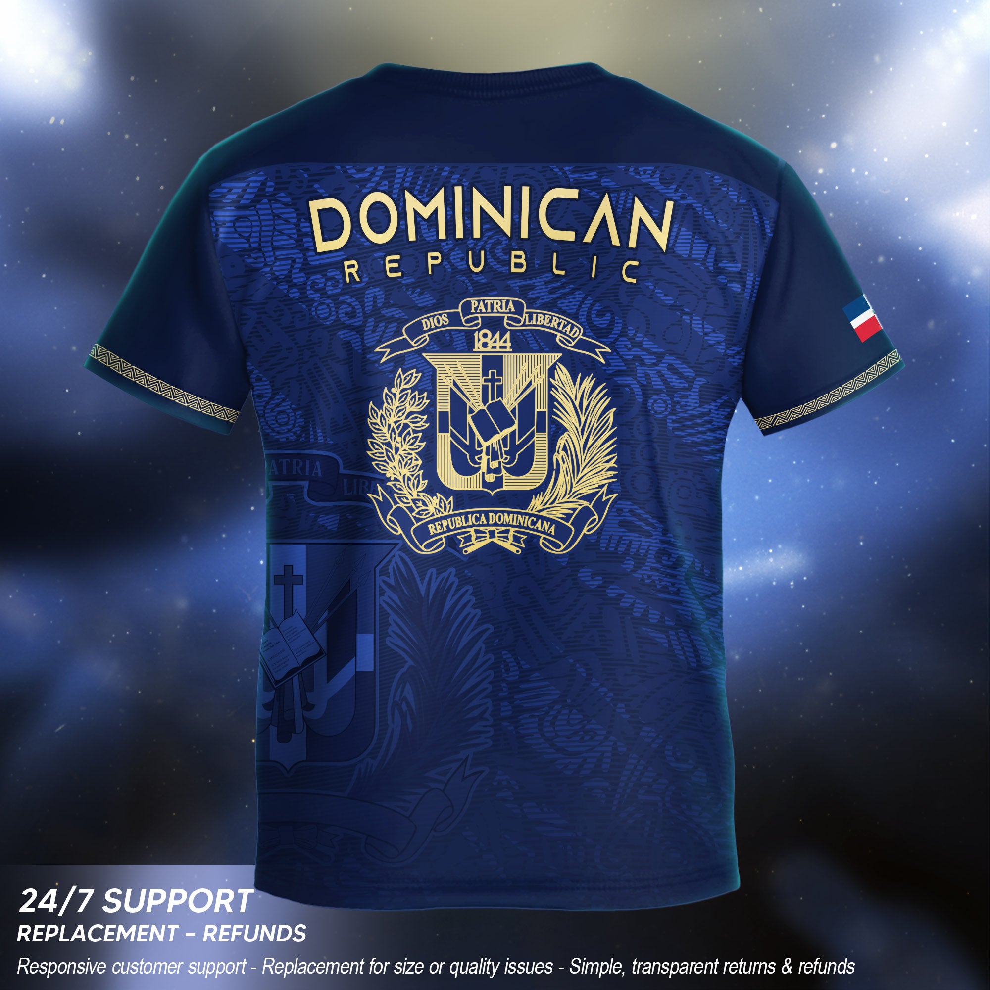 Dominican Republic Kids Youth Heritage Navy Gold National Pride Soccer Jersey