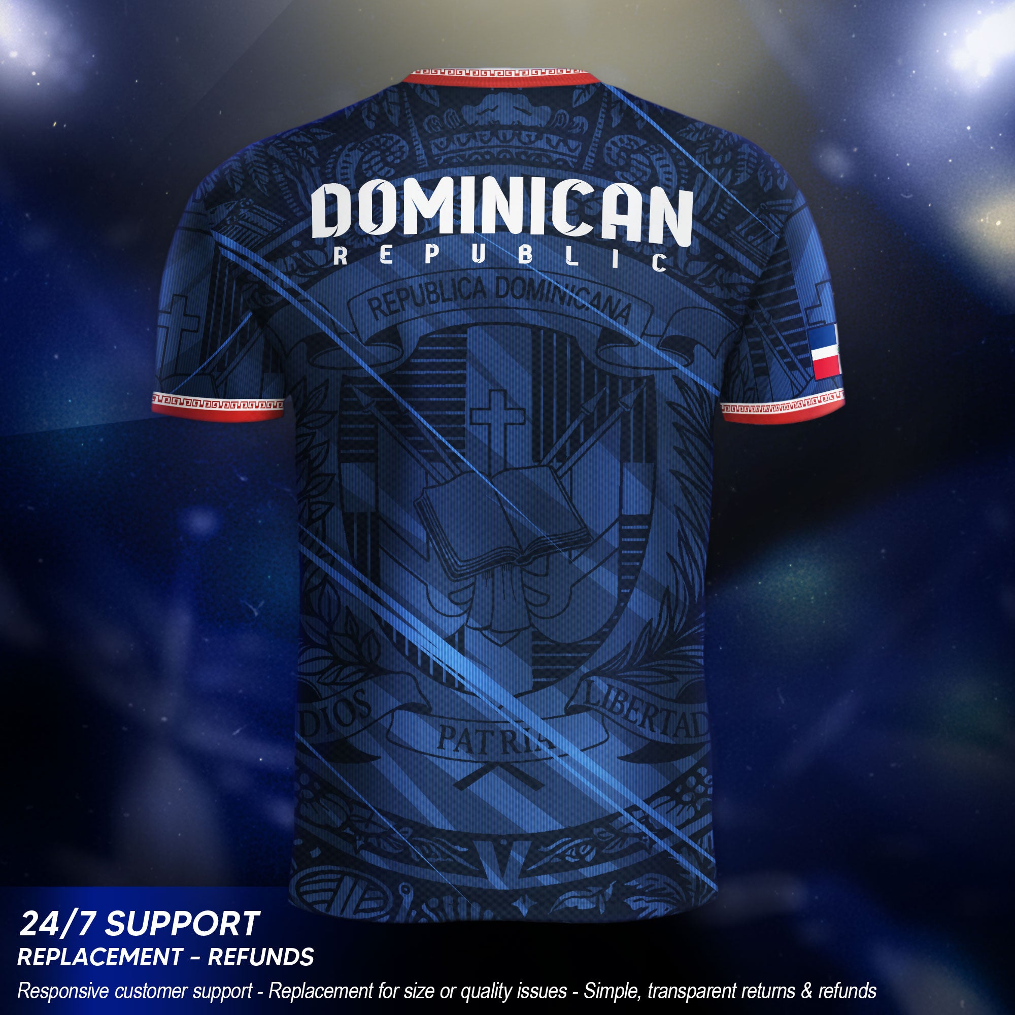 Dominican Republic Navy Red National Symbol Pattern Graphic Pride Soccer Jersey