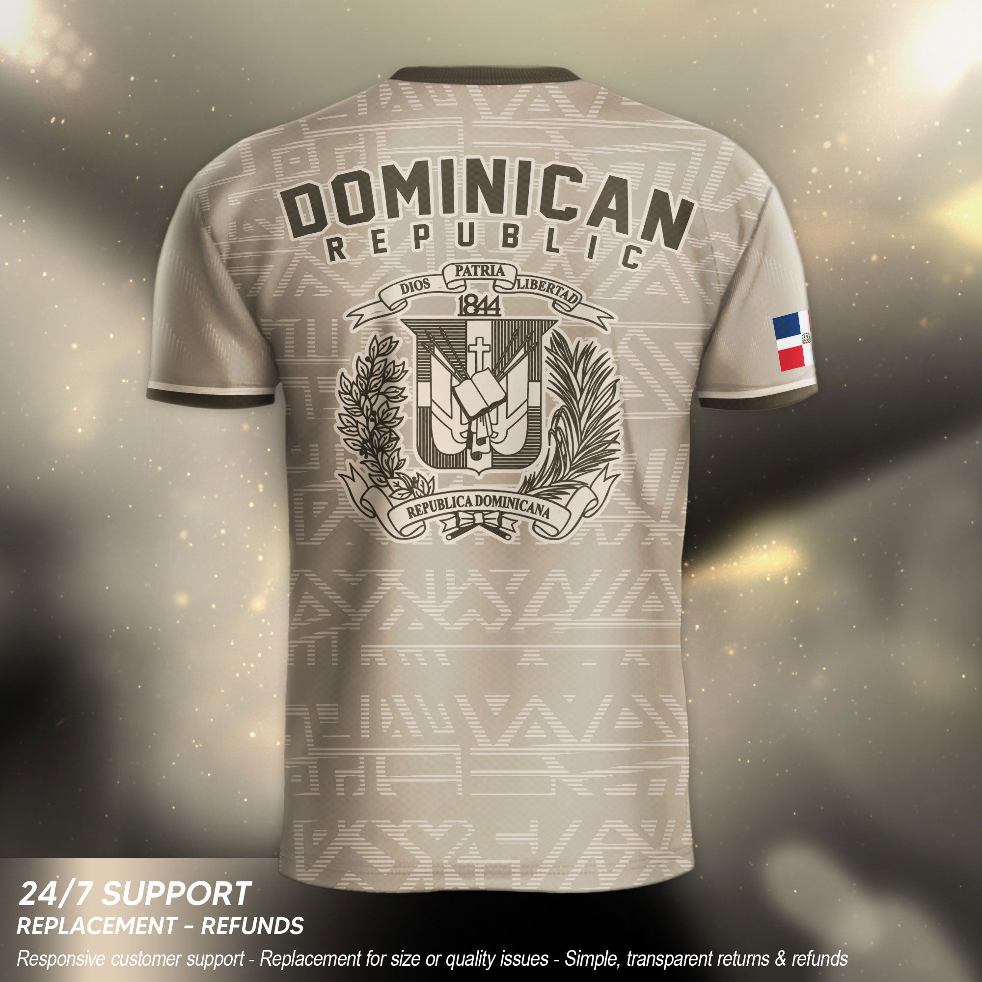 Dominican Republic Beige Brown National Symbol Pattern Graphic Pride Soccer Jersey