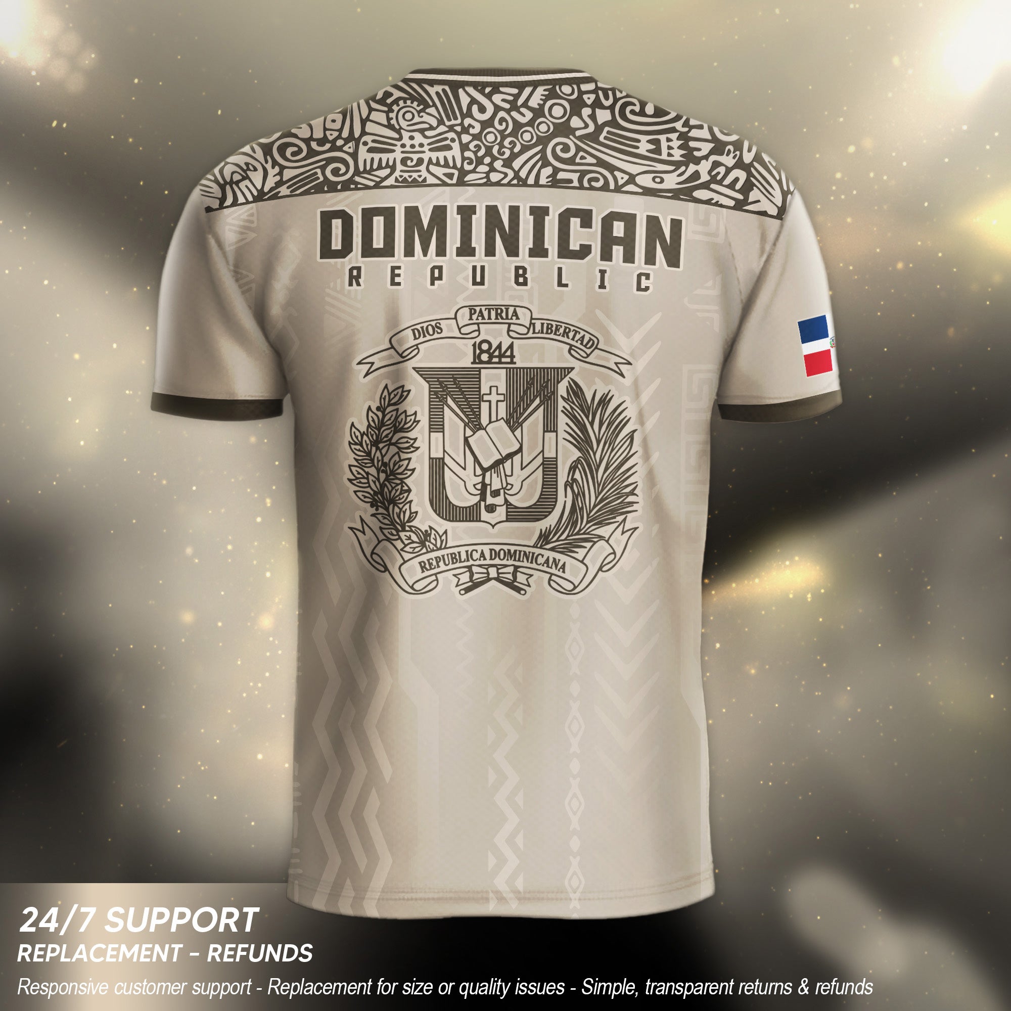 Dominican Republic Coat of Arms Tribal Beige Brown National Soccer Jersey