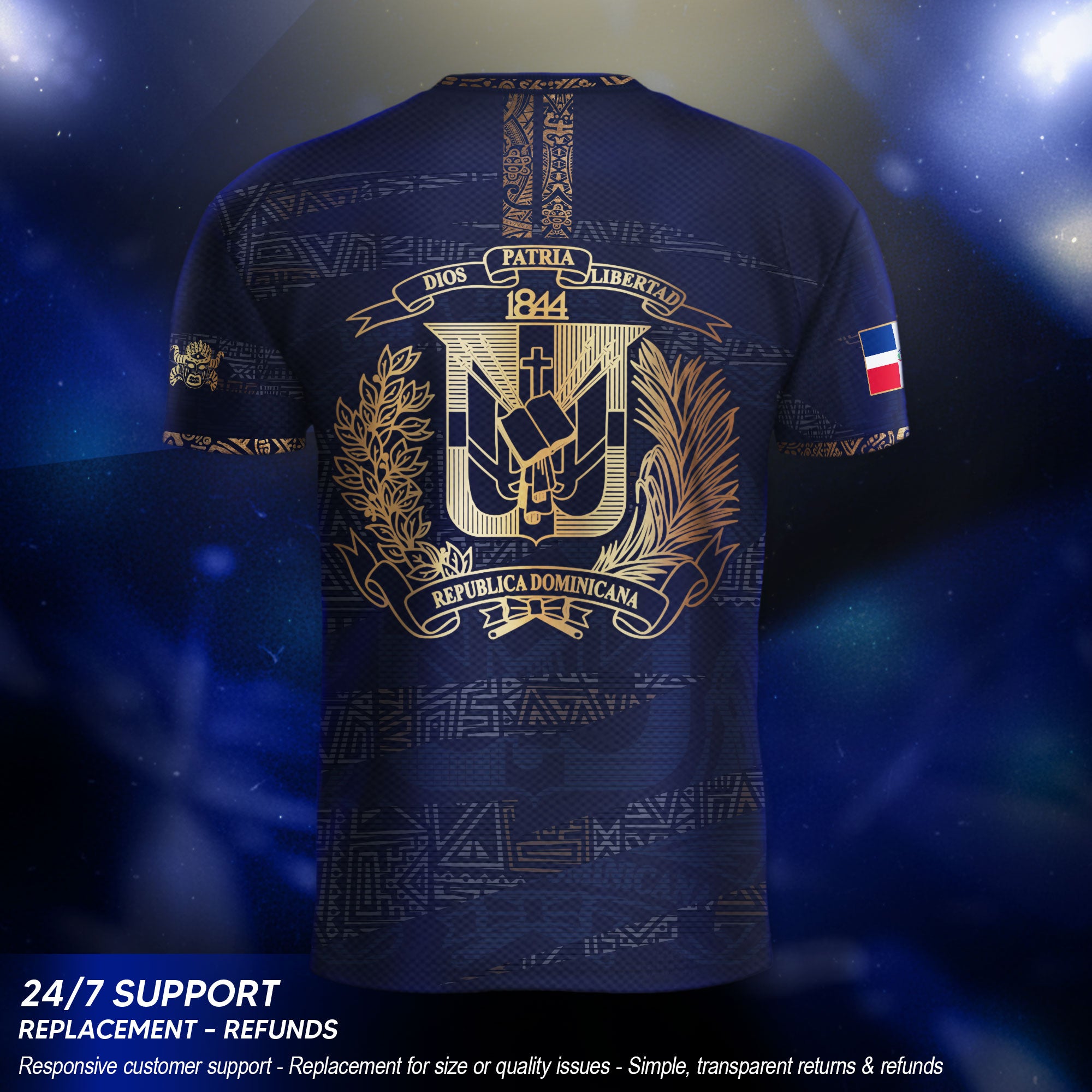 Dominican Republic Heritage Navy Gold Geometric Pattern Soccer Jersey