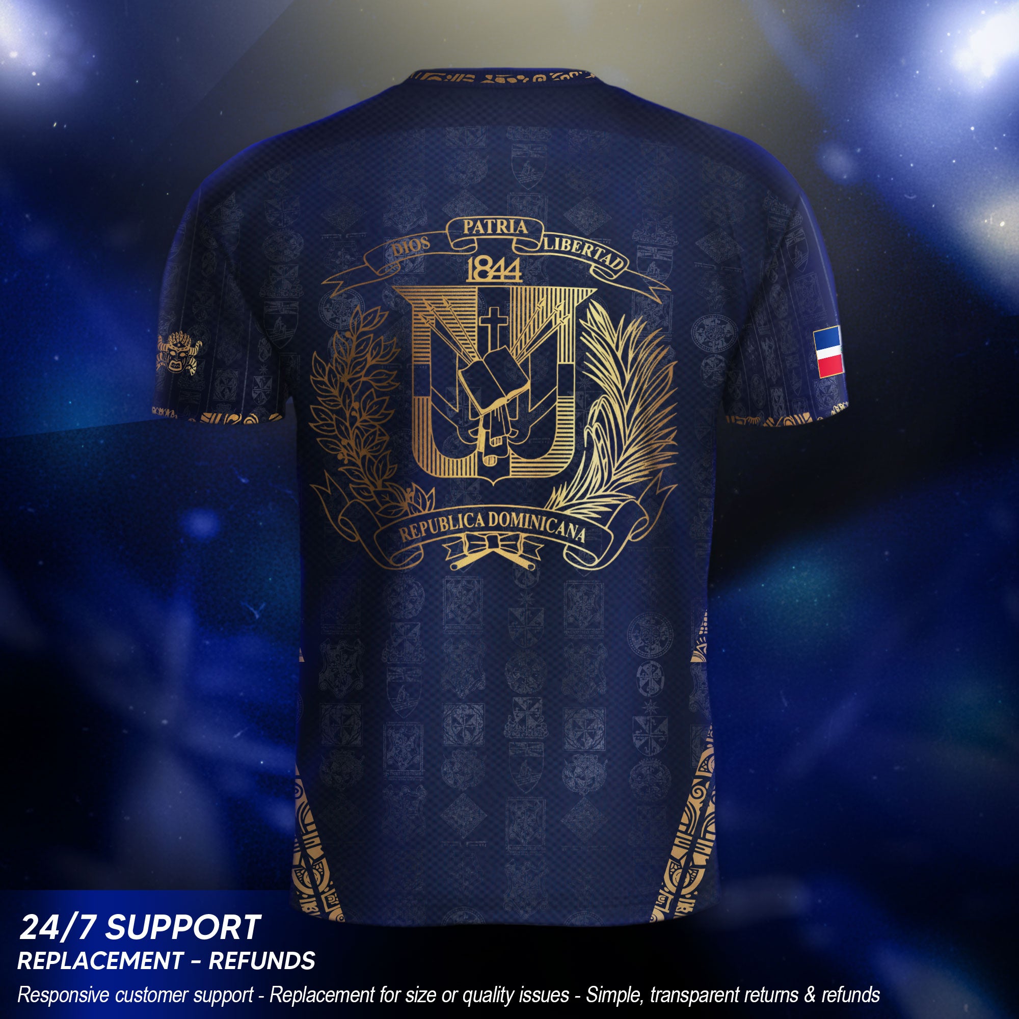 Dominican Republic Heritage Navy Gold Patchwork Soccer Jersey