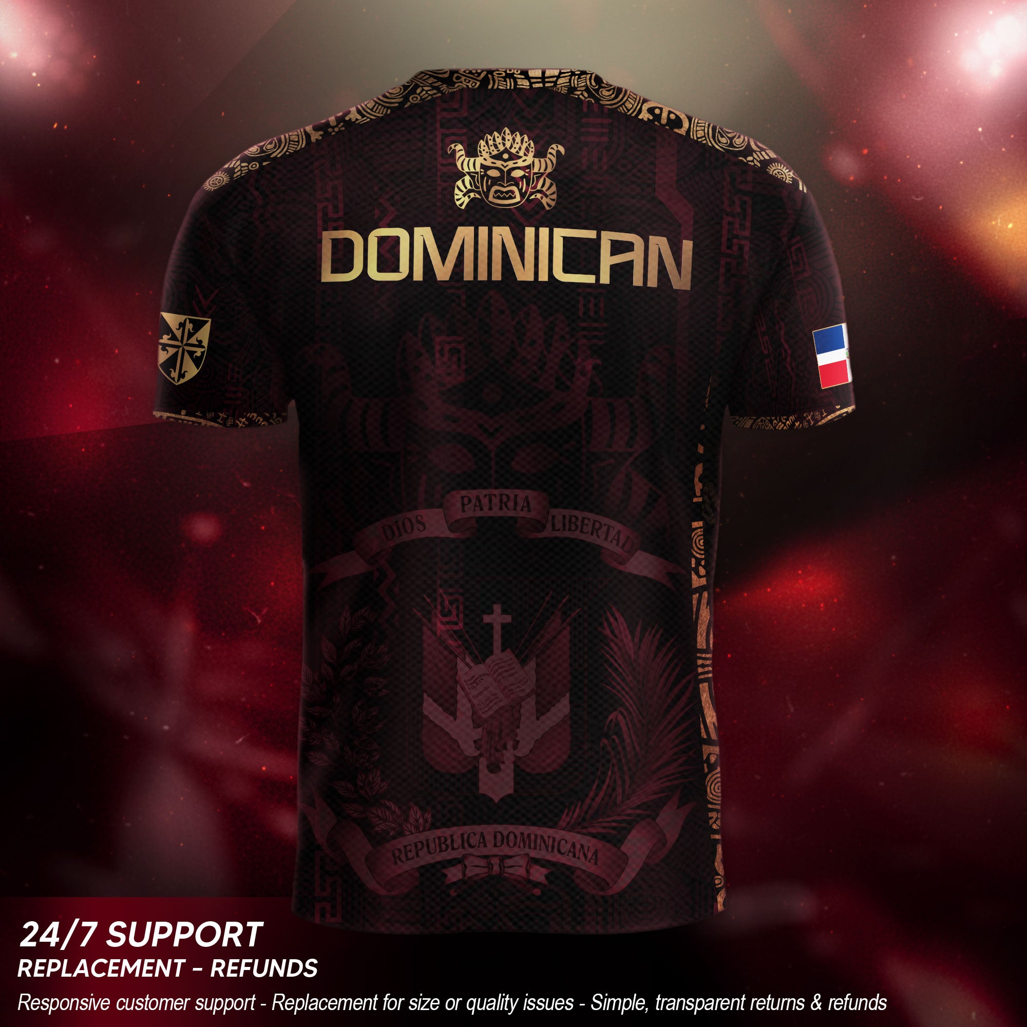 Dominican Republic Orgullo Dominicano Dark Maroon Mask Vintage Soccer Jersey