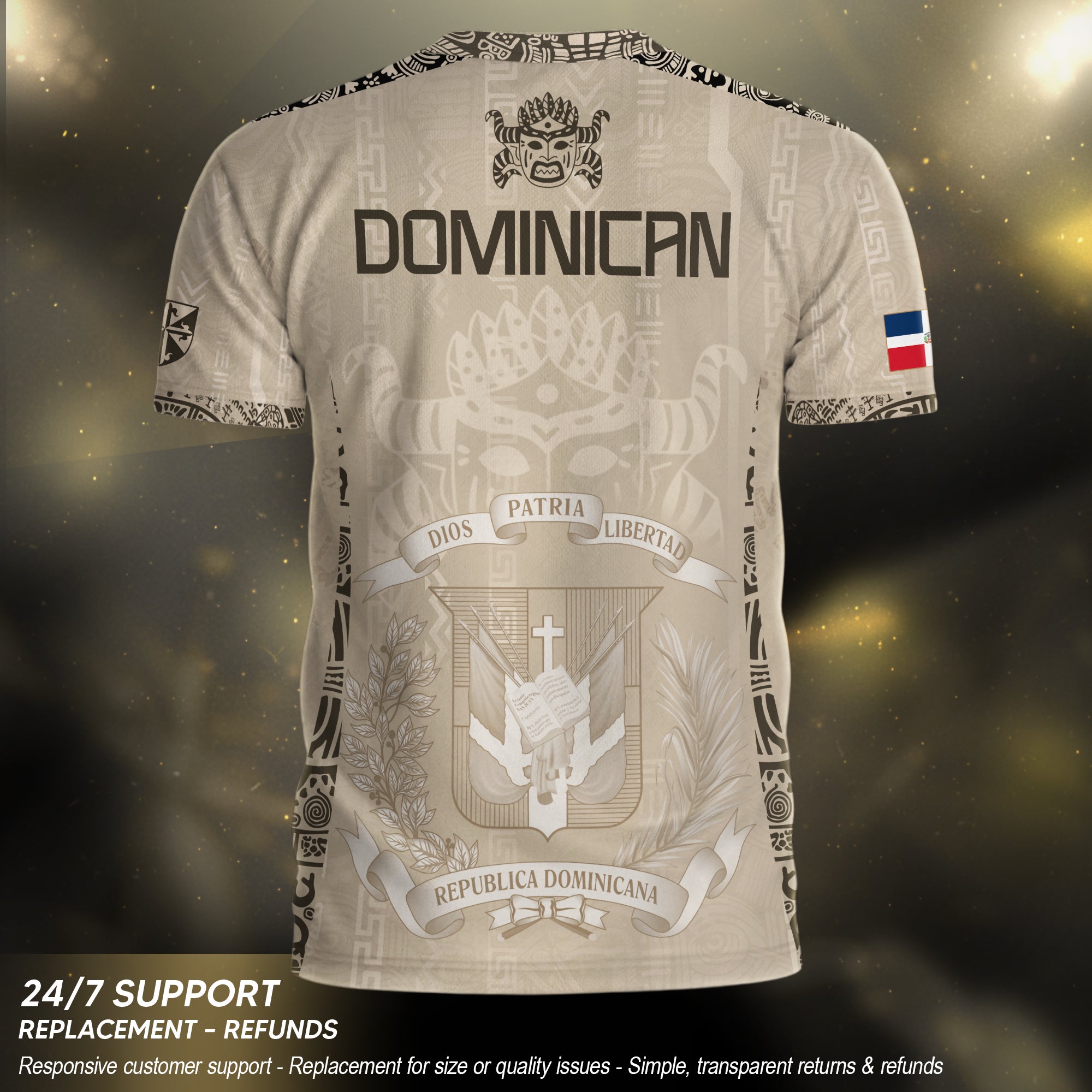 Dominican Republic Orgullo Dominicano Beige Mask Retro Soccer Jersey