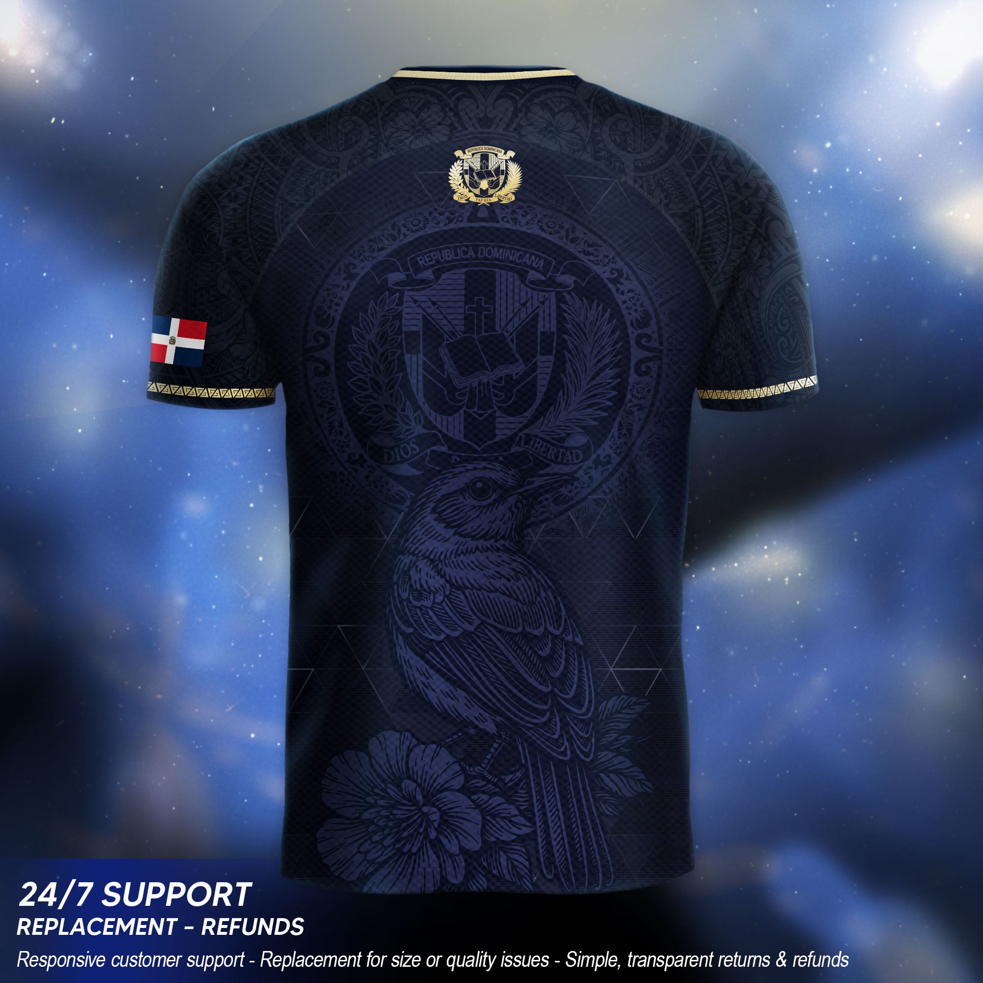 Dominican Heritage Soccer Jersey Black Navy, Cultural Identity & Pride Collection
