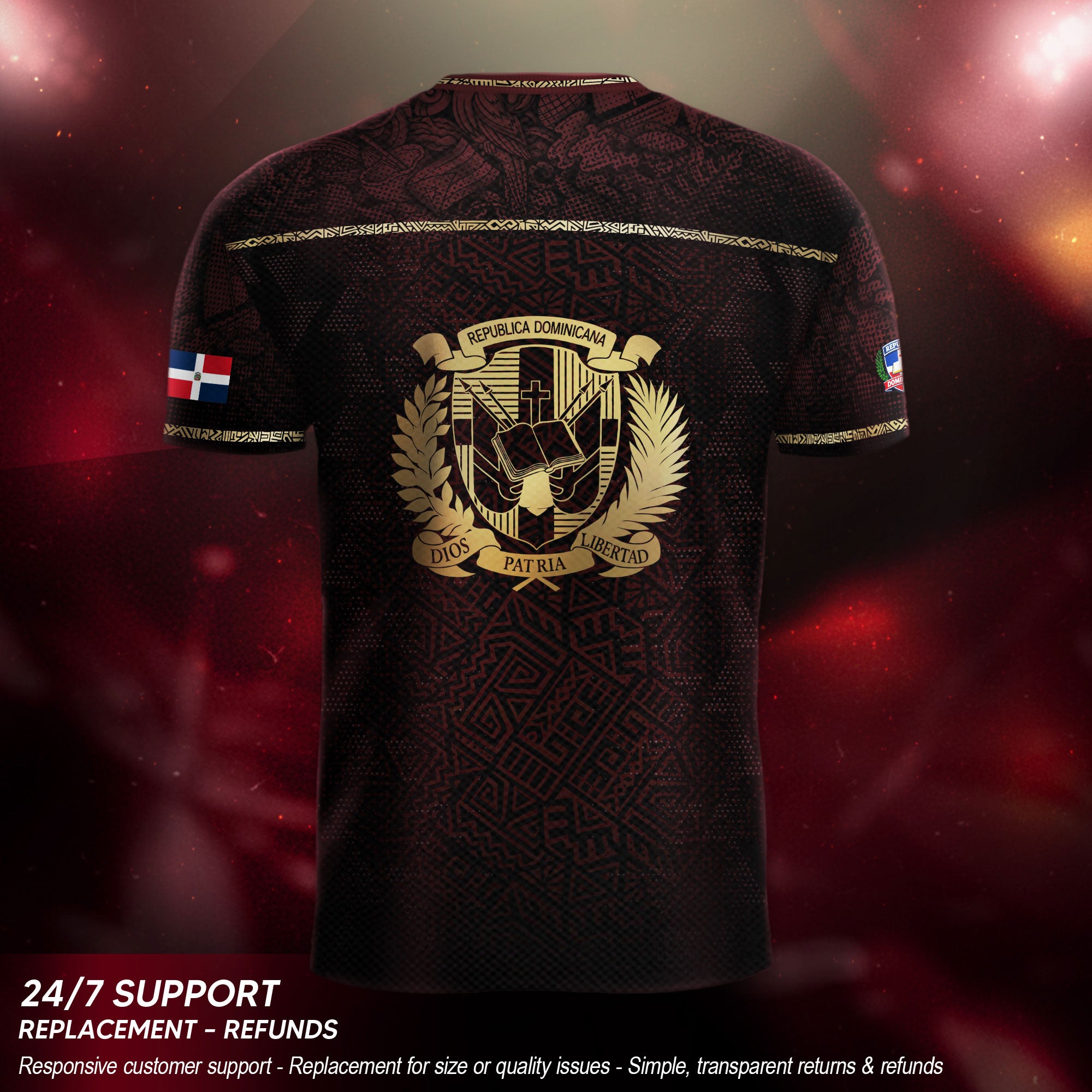 Dominican Cultural Legacy Soccer Jersey Maroon Black, Identity & Pride Apparel