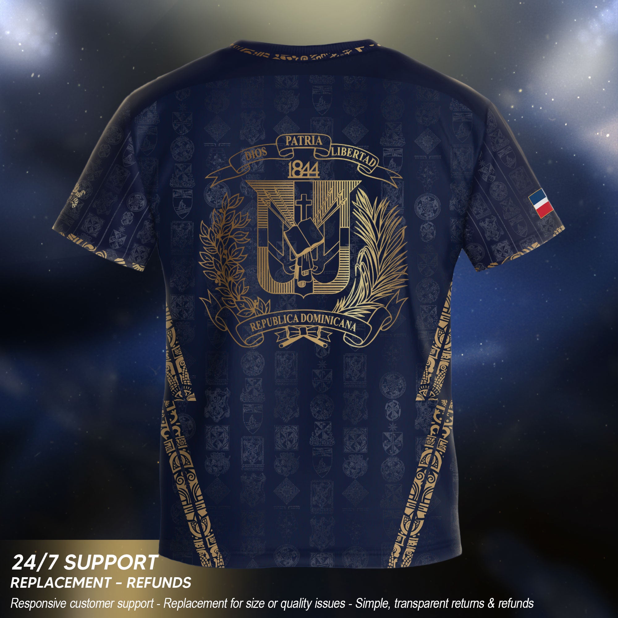 Dominican Republic Kids Youth Orgullo Dominicano Navy Gold Patchwork Soccer Jersey