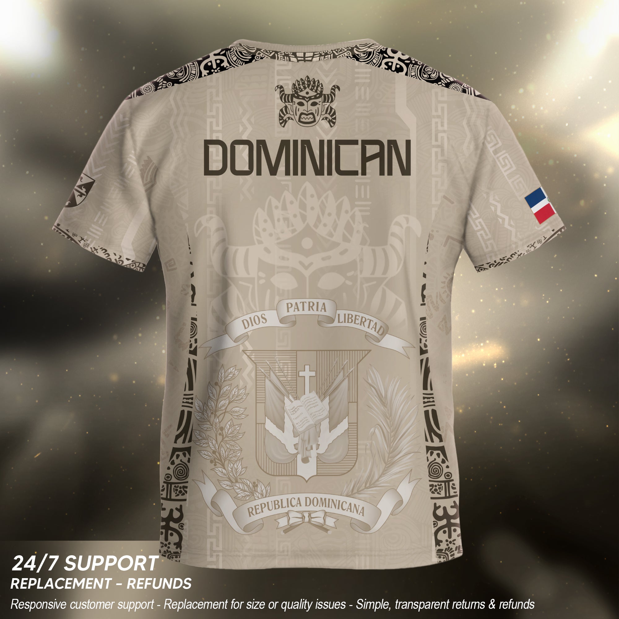 Dominican Republic Kids Youth Orgullo Dominicano Beige Tan Mask Soccer Jersey