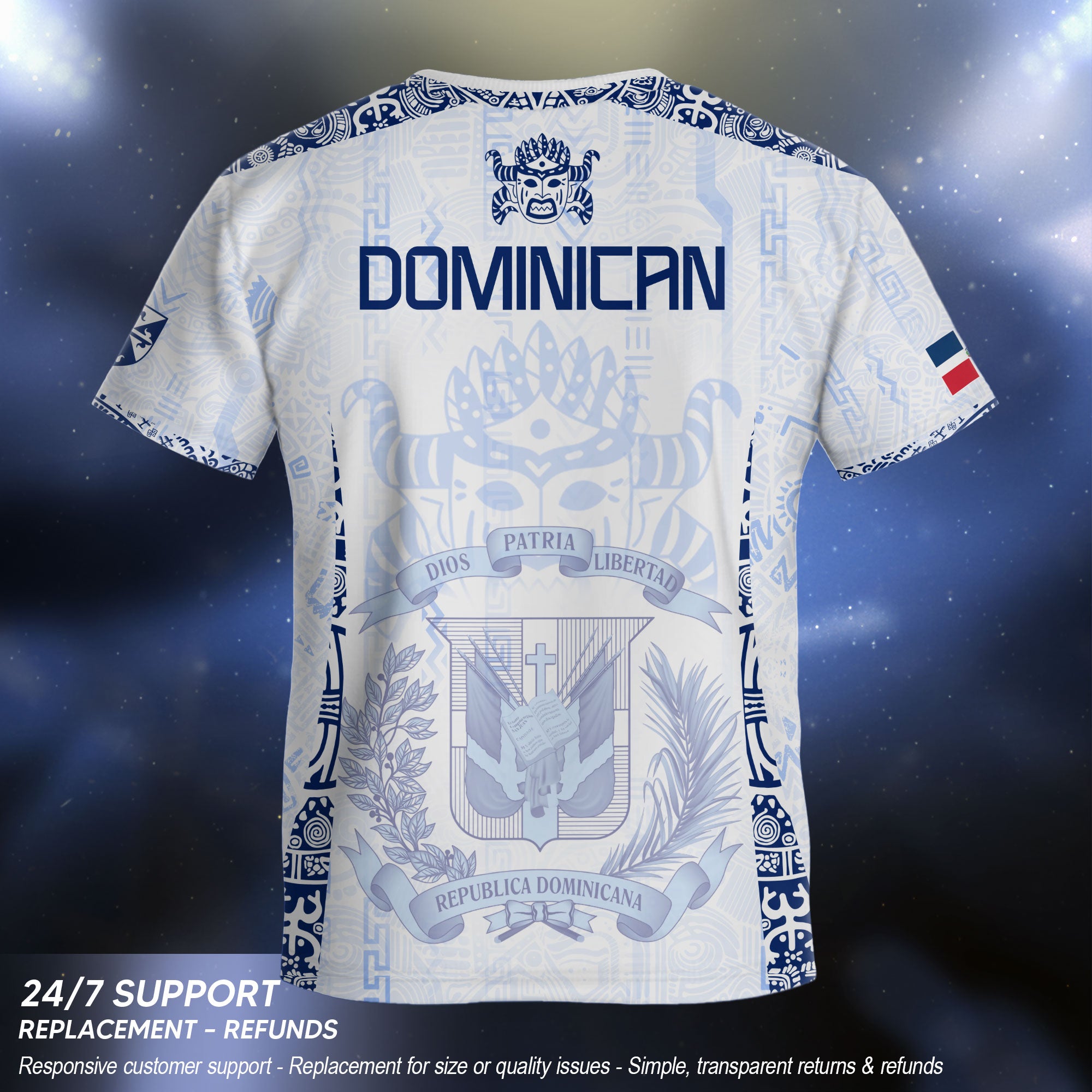Dominican Republic Kids Youth Orgullo Dominicano White Vintage Mask Soccer Jersey