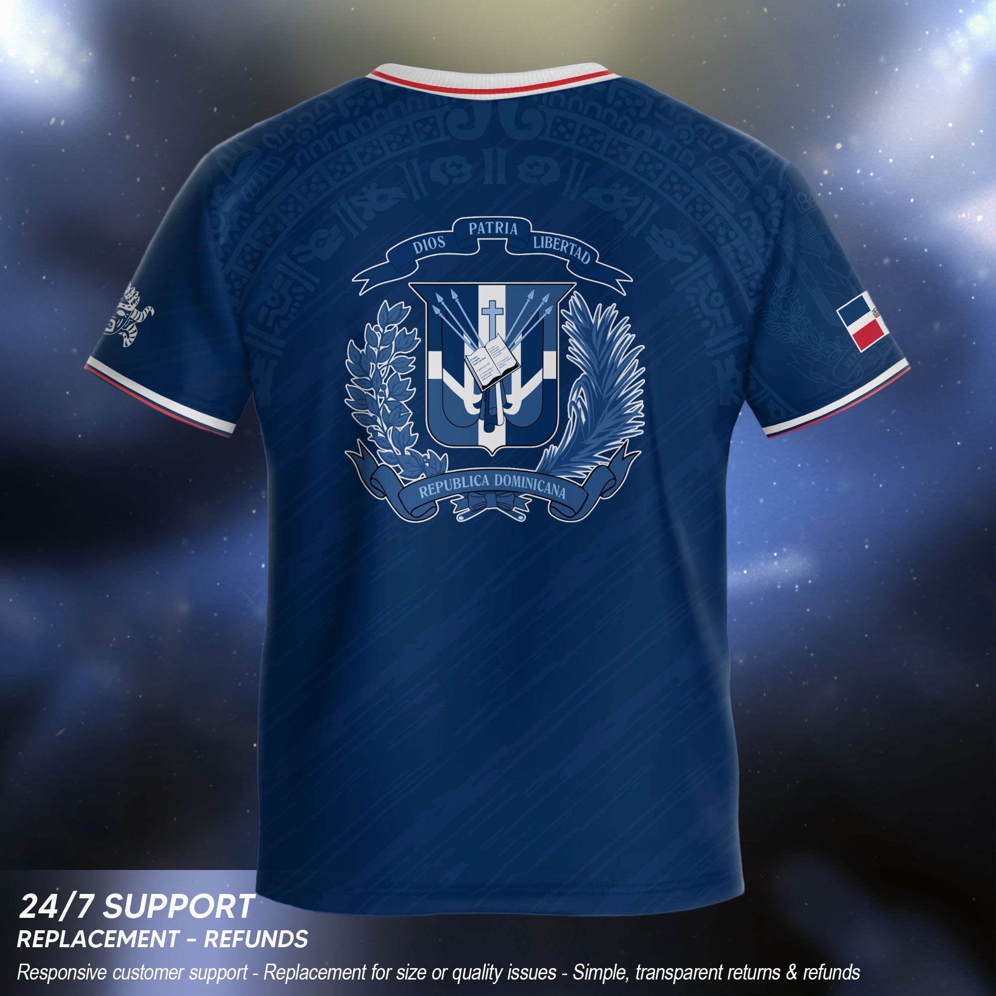 Dominican Cultural Heritage Kids Soccer Jersey Navy, National Pride Collection