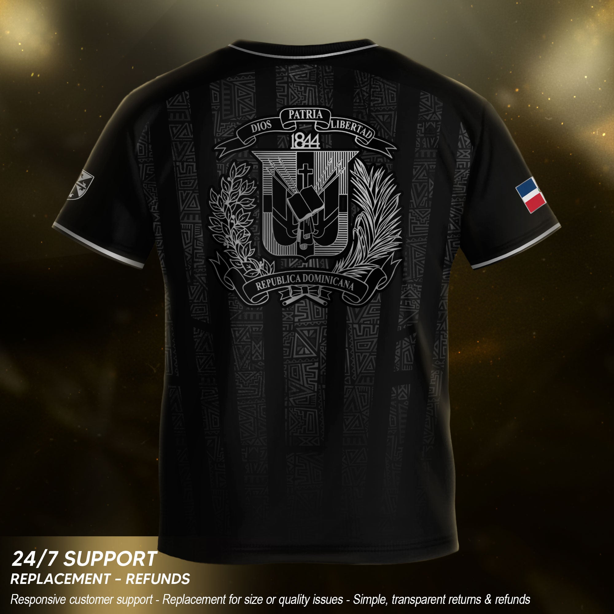Dominican Heritage Youth Soccer Jersey Black Silver Pride Collection
