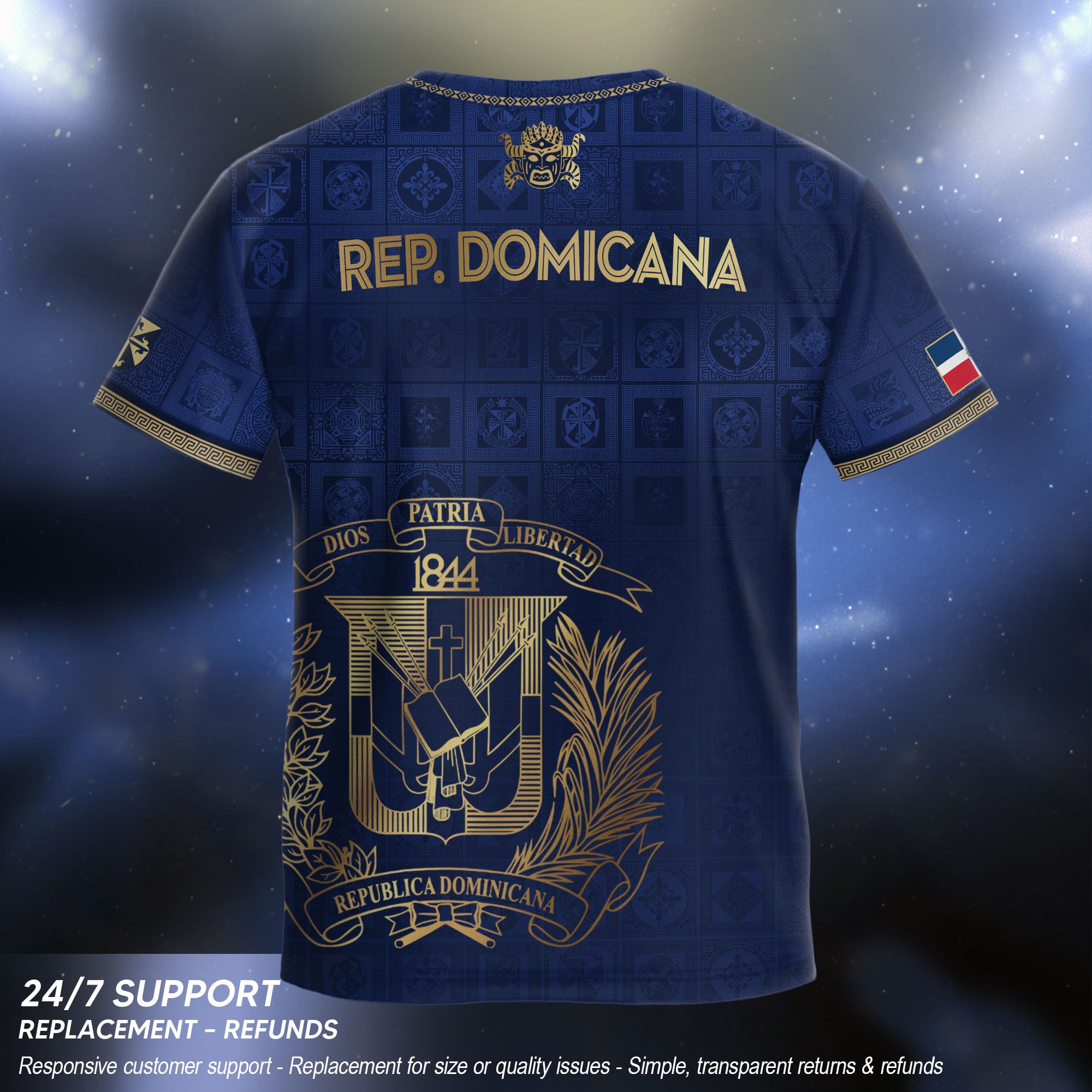 Dominican Republic Kids Soccer Jersey Navy Gold Heritage Edition