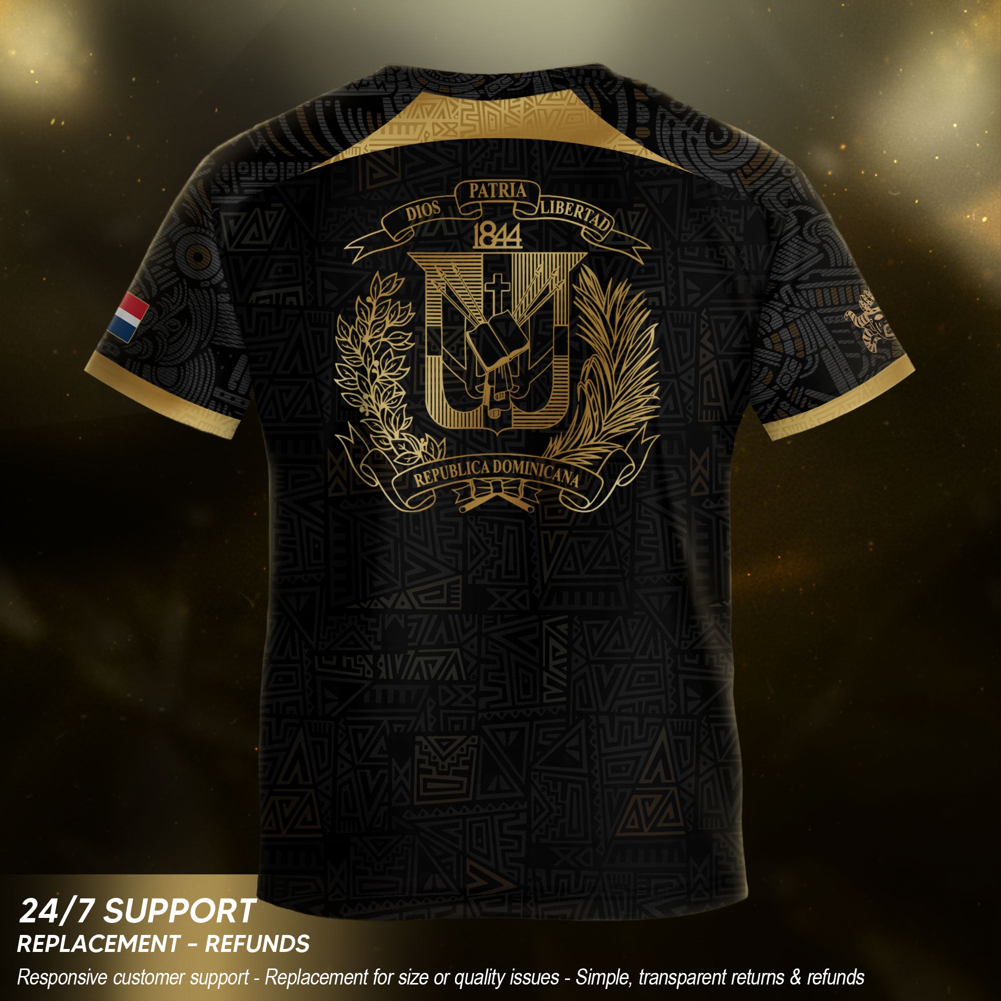 Dominican Republic Kids Soccer Jersey Black Gold Cultural Pride Edition