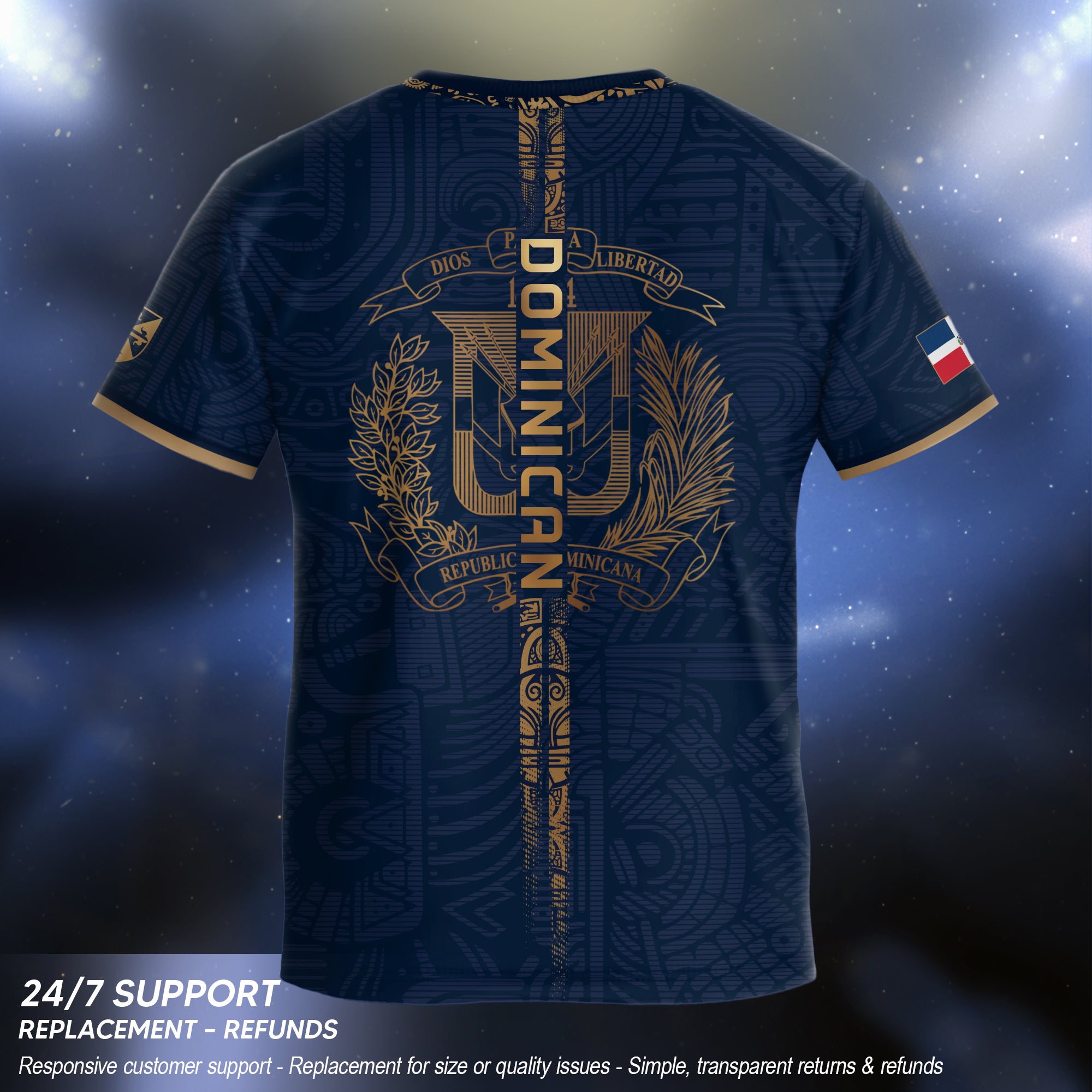 Dominican Republic Kids Soccer Jersey Navy Gold Cultural Pride