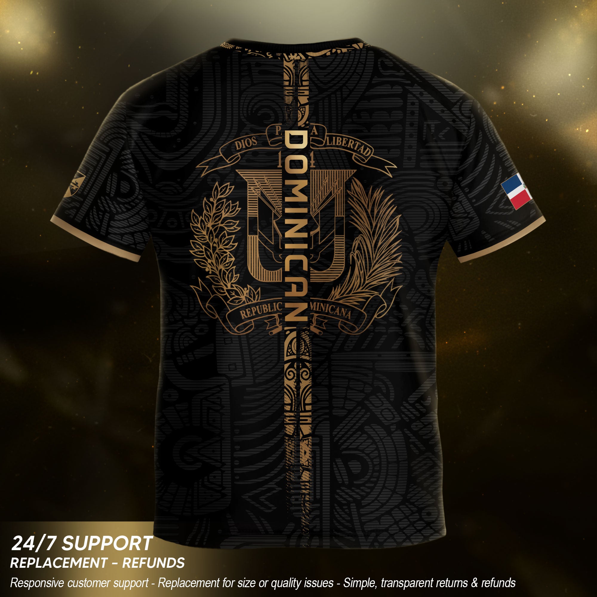 Dominican Pride Kids Soccer Jersey Black Cultural Edition