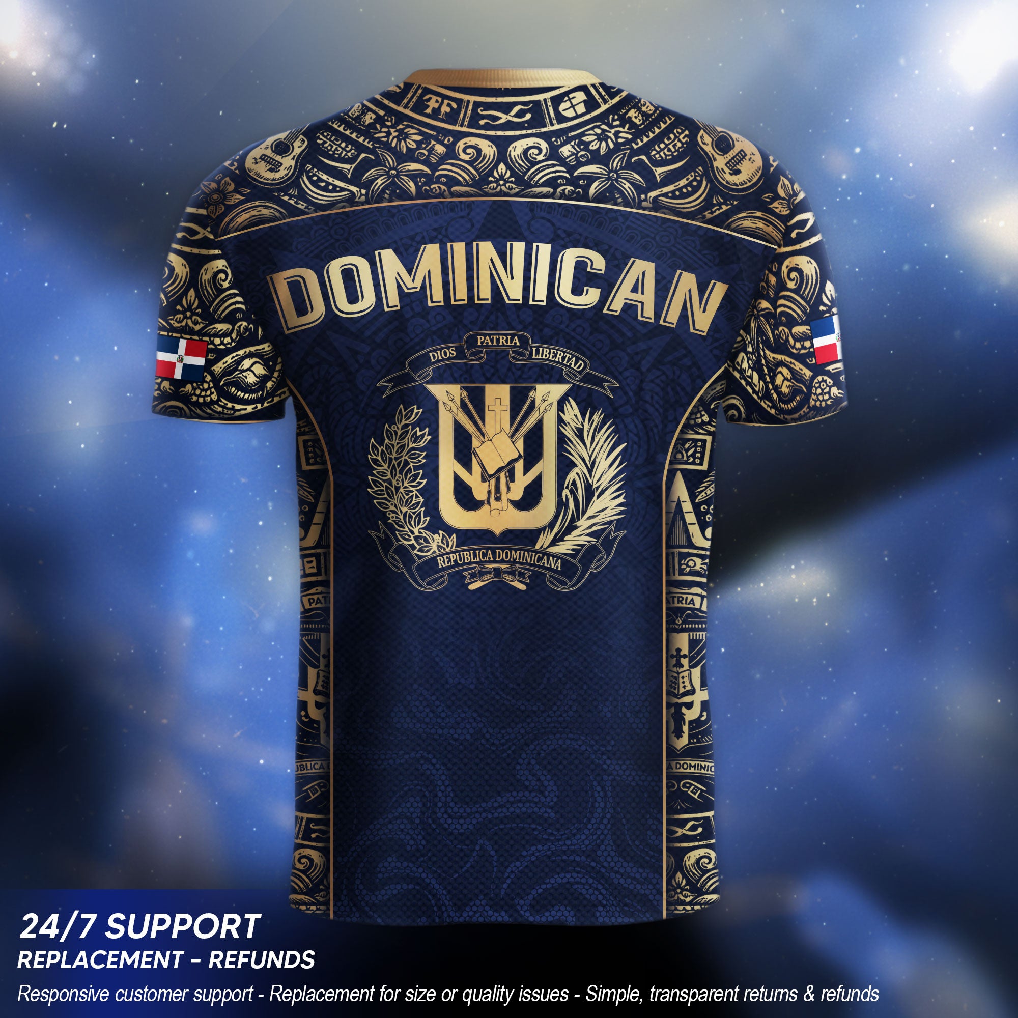 Dominican Republic Independence Navy Gold Mask Heritage Soccer Jersey