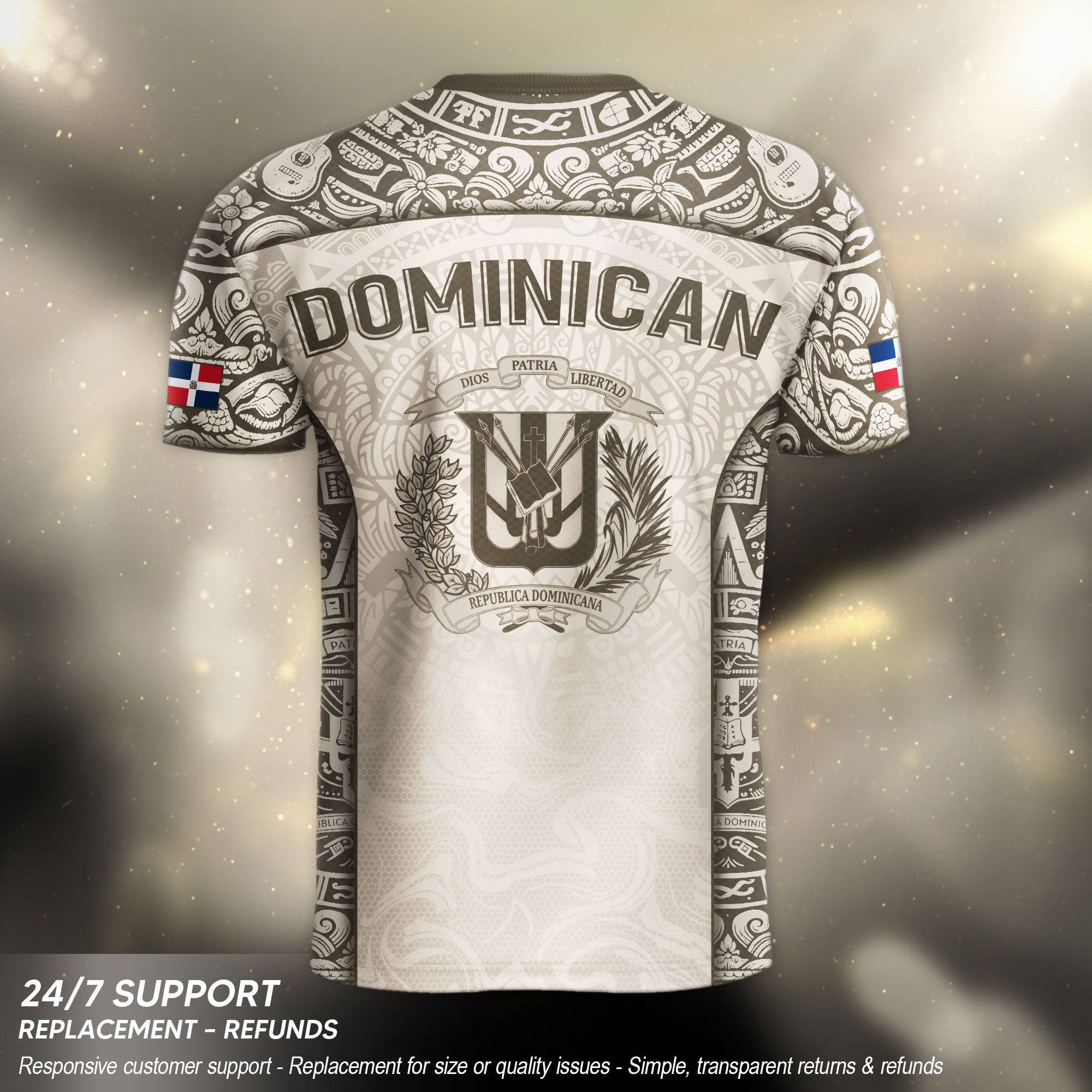 Dominican Republic Heritage Orgullo Dominicano Beige Taino Soccer Jersey