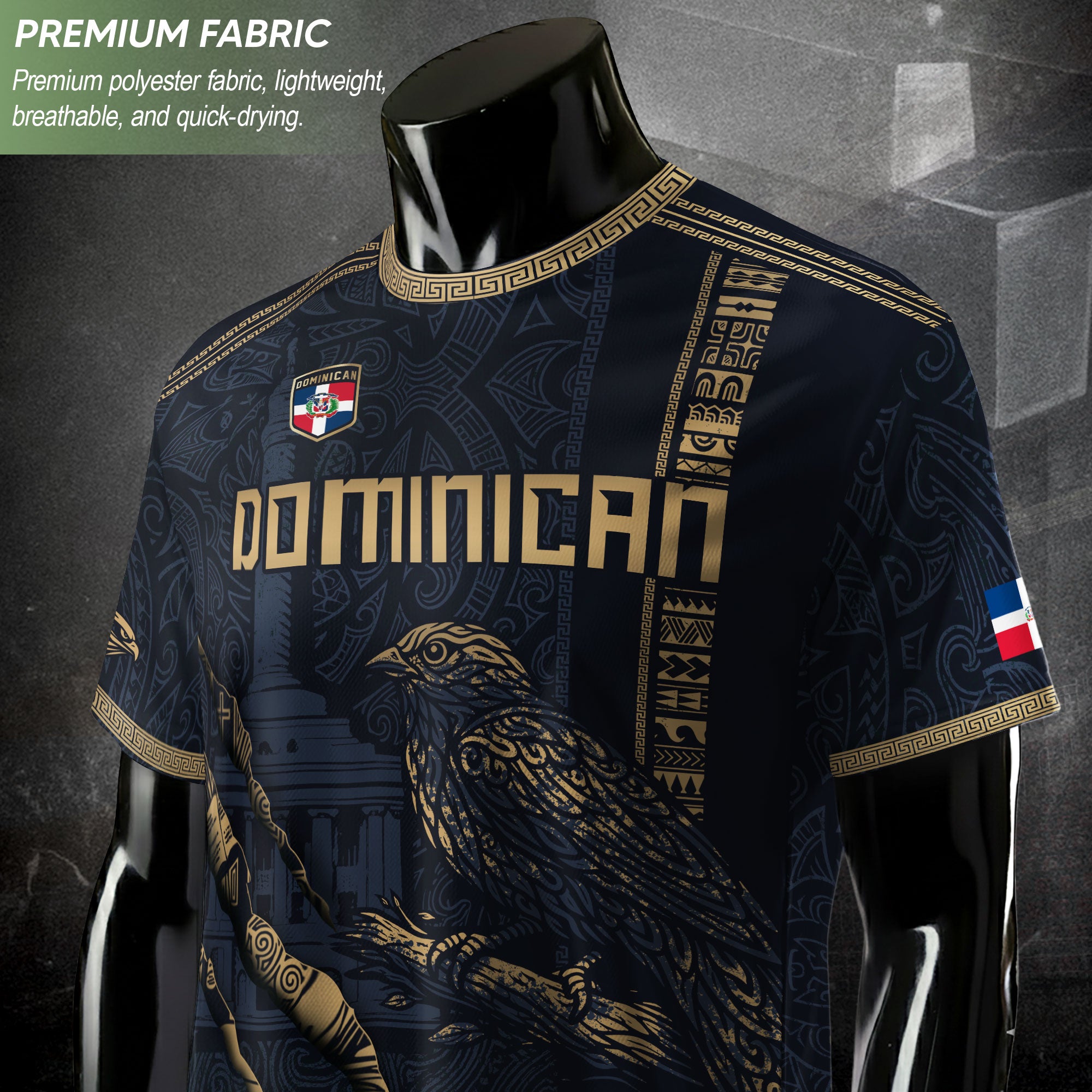 Dominican Republic Heritage Navy Gold Vintage Athletic Palmchat Bird Soccer Jersey