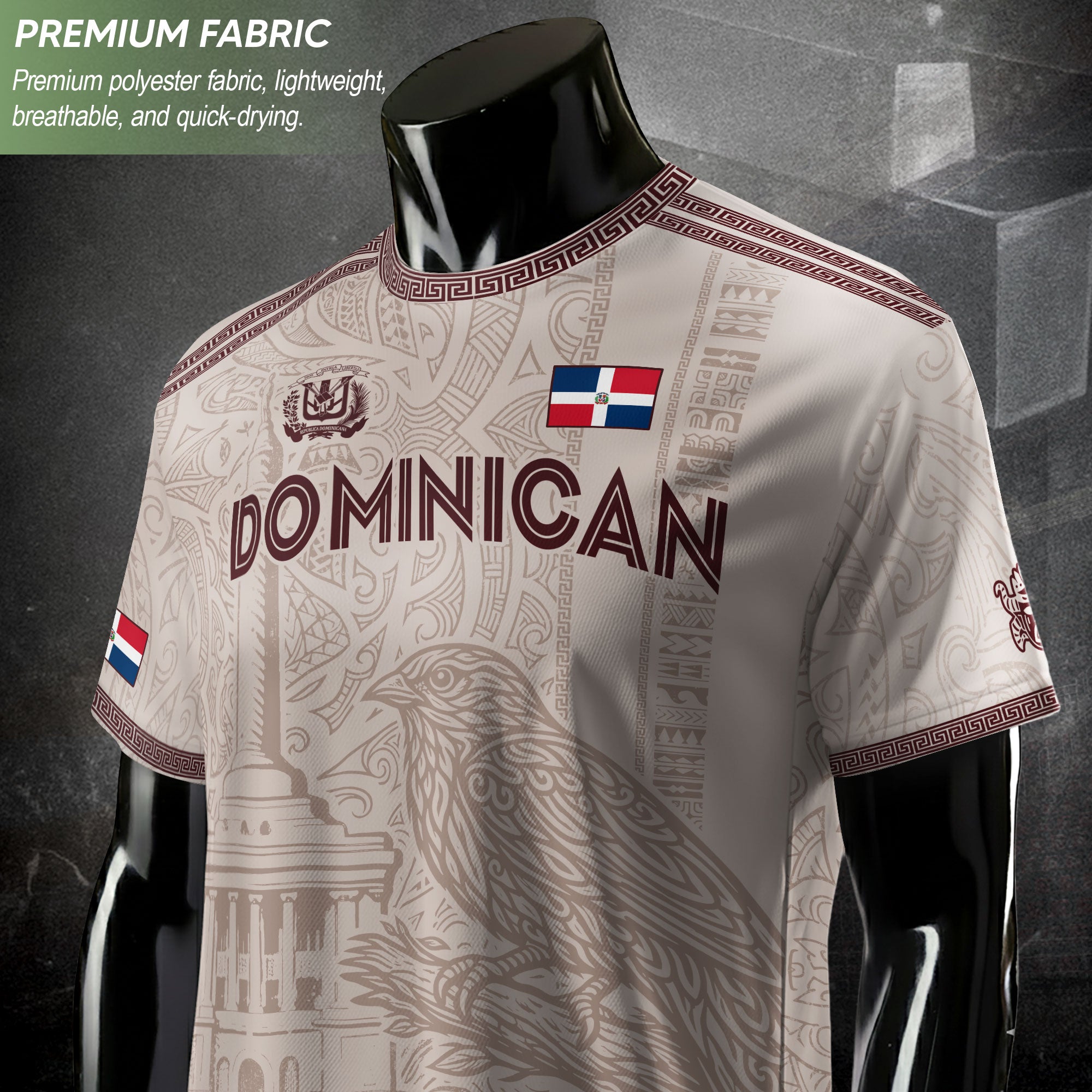 Dominican Republic Heritage Beige Burgundy Vintage Athletic Palmchat Soccer Jersey