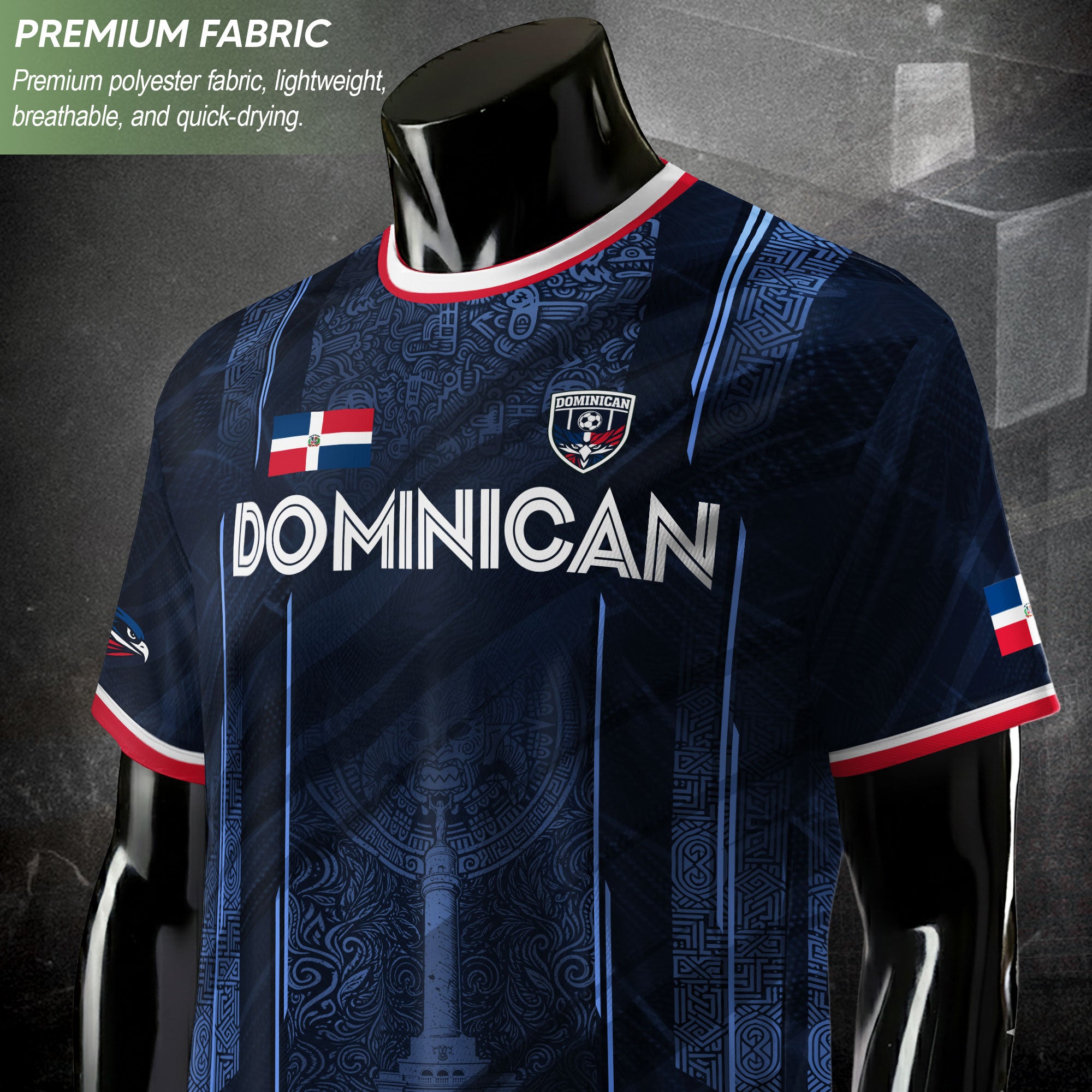 Dominican Republic Heritage Navy Blue Red National Pride Athletic Soccer Jersey