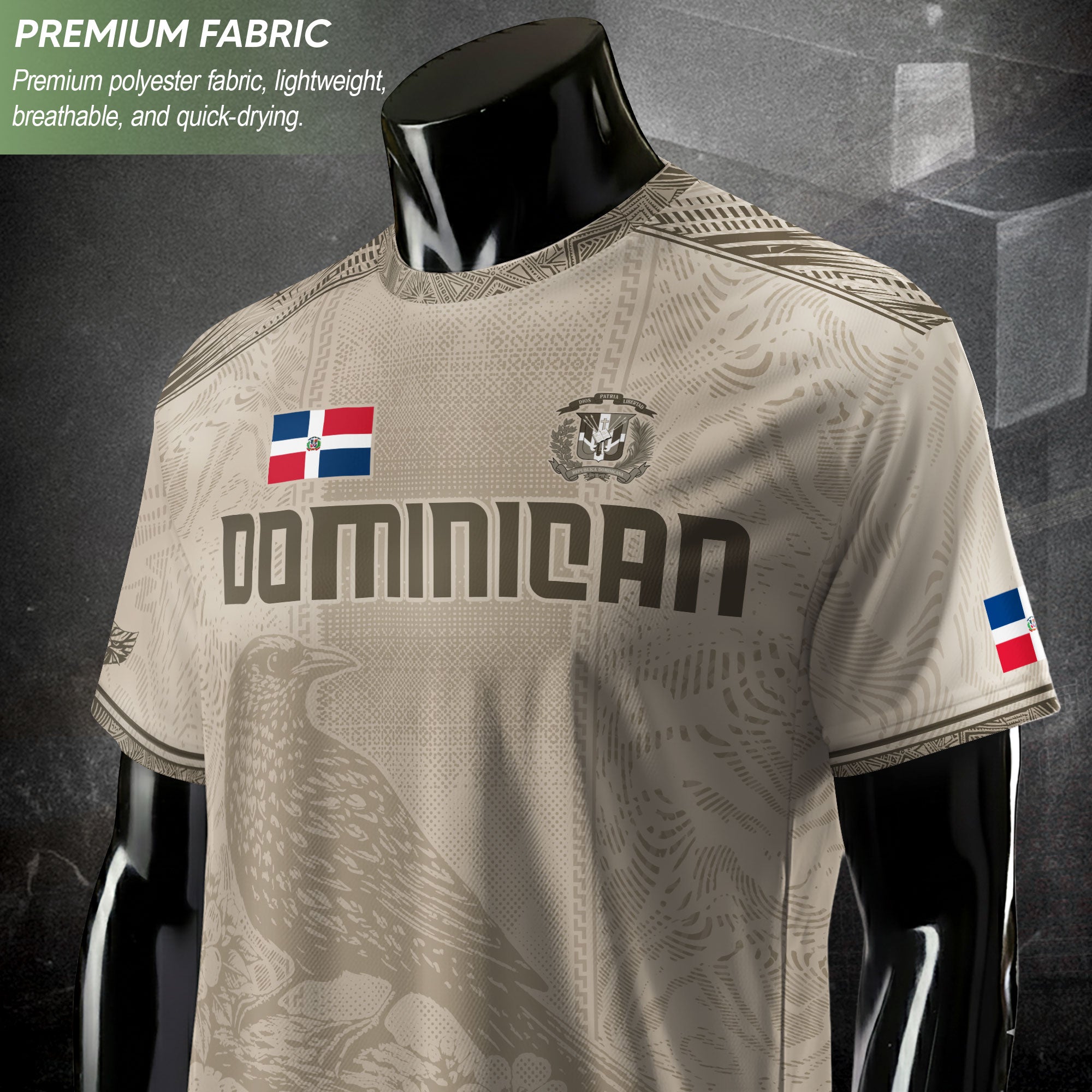 Dominican Republic Heritage Beige Olive Vintage Athletic Taino Art Soccer Jersey